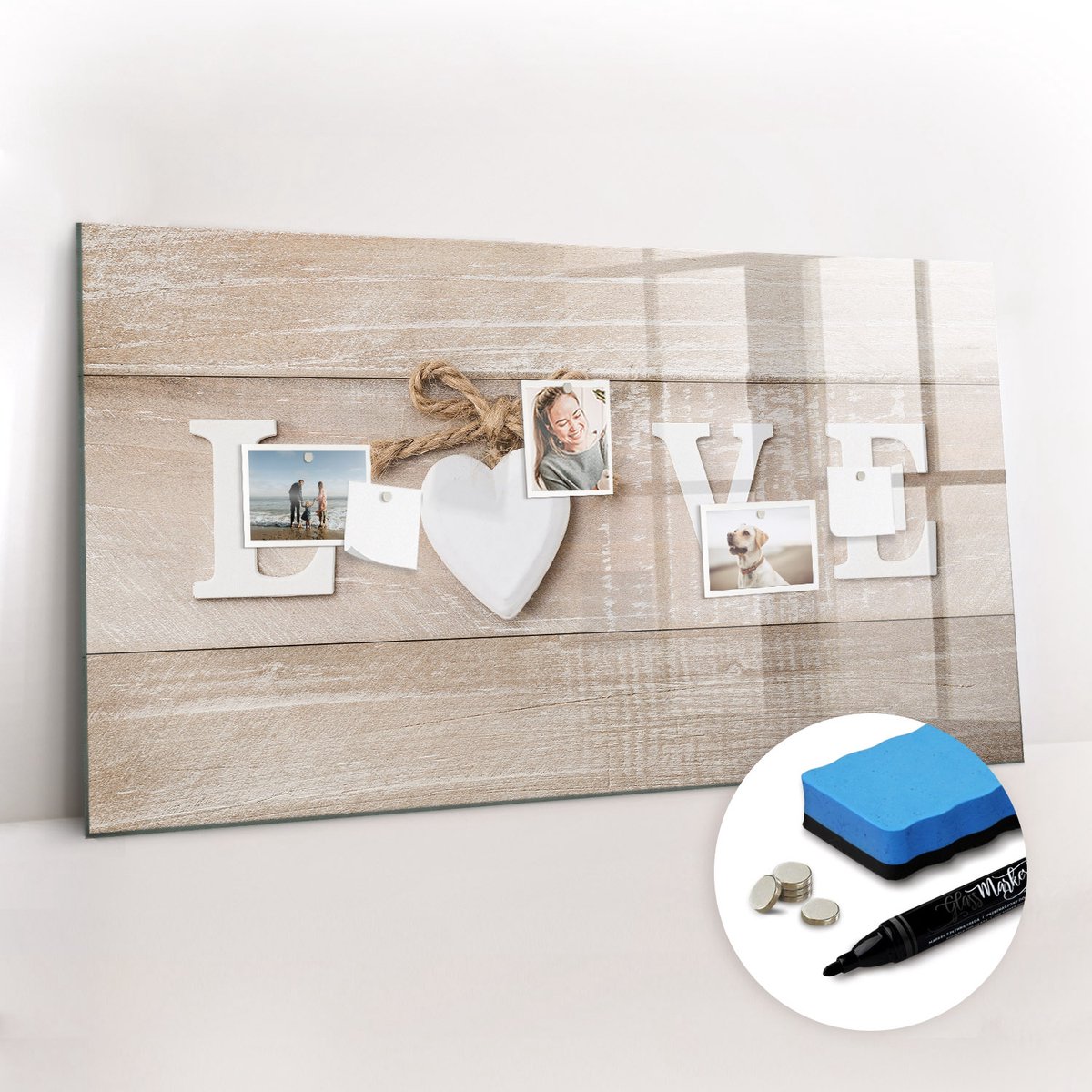 Tulup Whitebord - Romantische liefdesinscriptie - 120 x 60 cm - Veelkleurig Memo Bord - Gratis 5 Sterke Magneten + Whiteboard Marker & Wisser - Scandinavisch Design Bord - Magneetbord Design - Organiseer Je Bureau