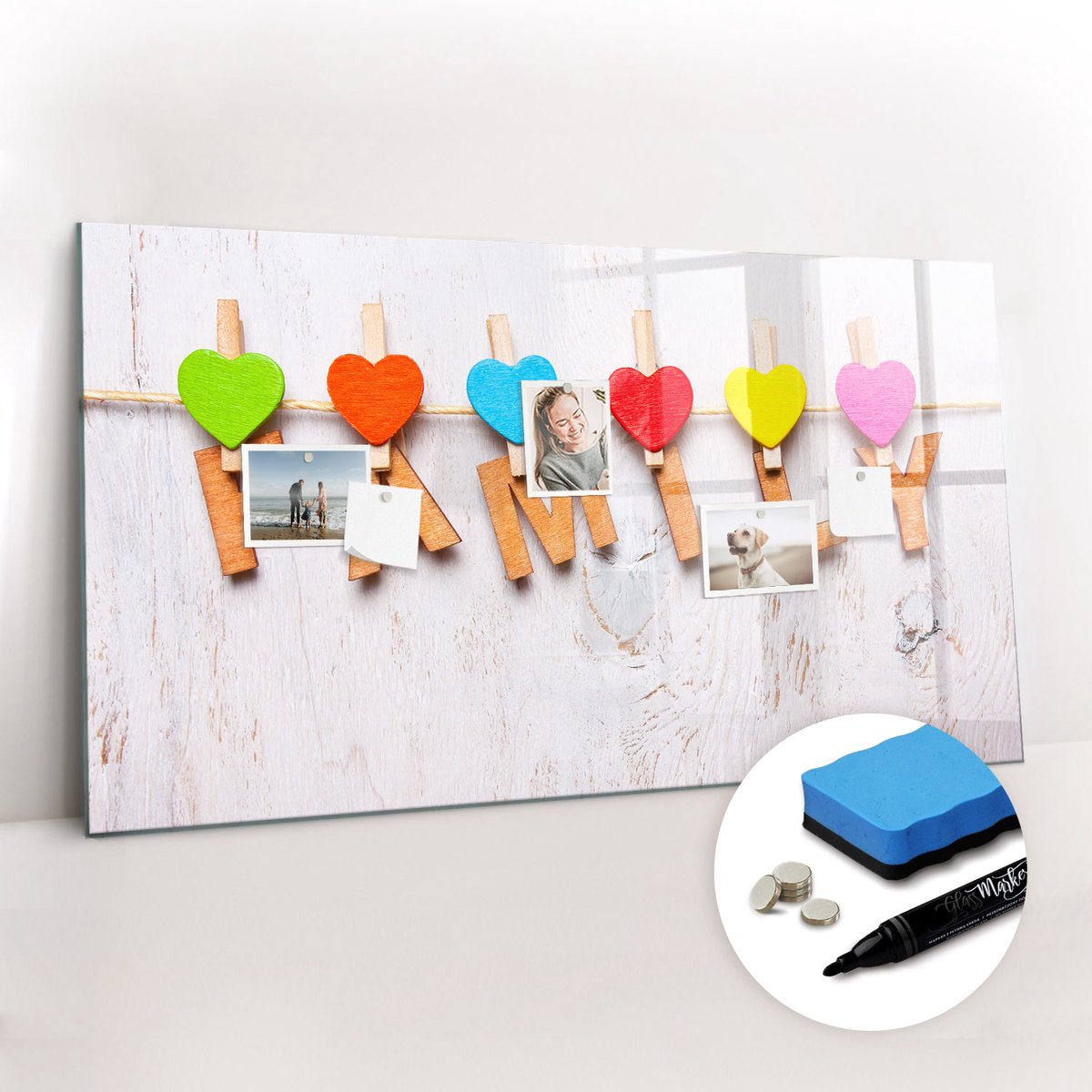 Tulup Whitebord - Inscriptie familie eetkamer - 120 x 60 cm - Veelkleurig Magnetisch Bord Kind - Gratis 5 Sterke Magneten + Whiteboard Marker & Wisser - Design Memobord - Memobord Magnetisch - Productiviteit Tools