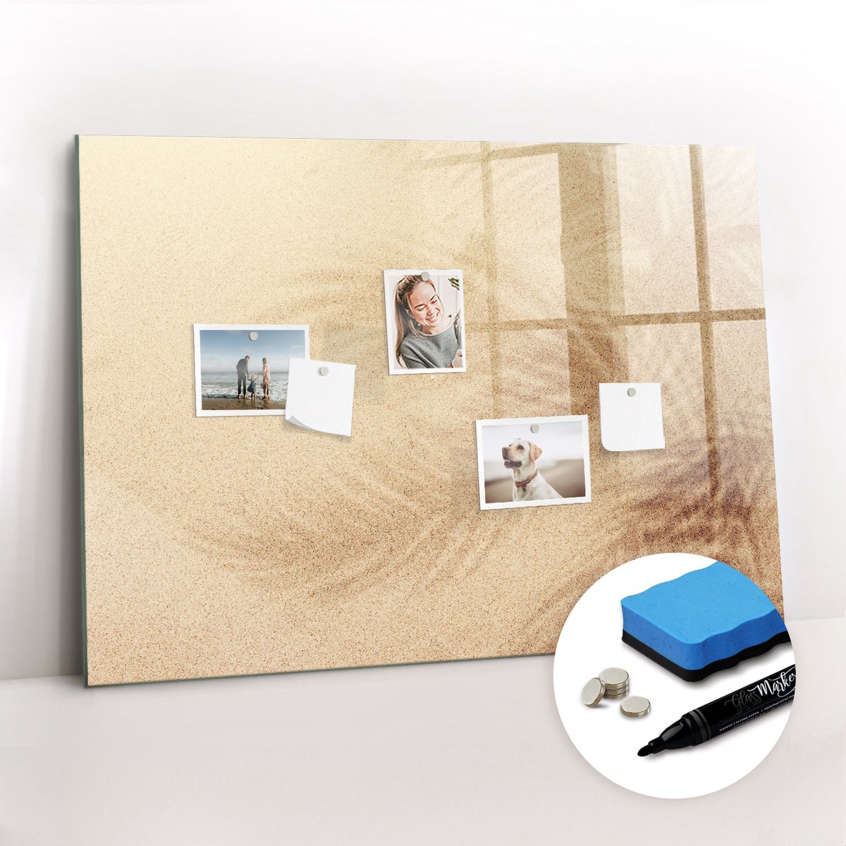 Tulup Whitebord - Abstracte pastelkleurige bladeren - 100 x 70 cm - Geel Magneetbord Rechthoekig - Gratis 5 Sterke Magneten + Whiteboard Marker & Wisser - Moderne Wanddecoratie - Magnetisch Memobord - Planning Muur