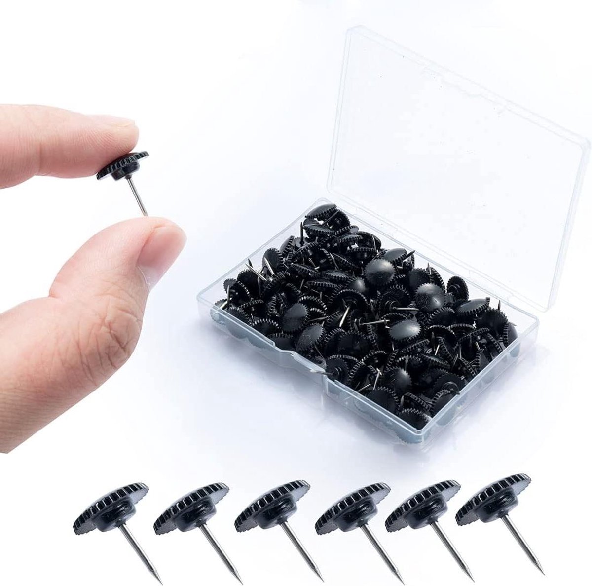 Punaises Zwart - Duim Tacks - Documenten Bevestigen - Stalen Punt Plastic Kop - 120 Stuks - Zwart