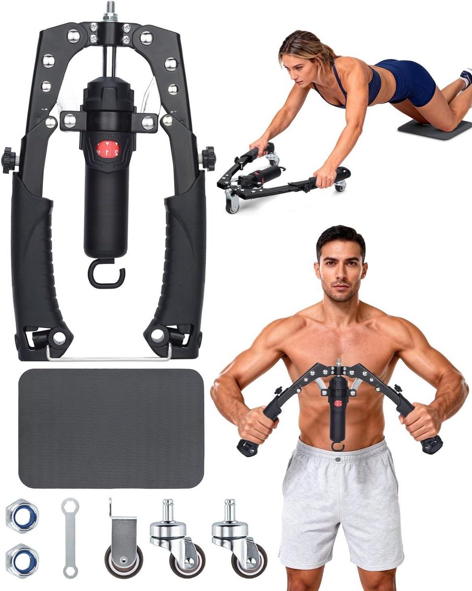 Arm Trainer - Kracht Trainer - Spierversterking Thuis - Met Vast Wiel - 2.4 kg - Zwart
