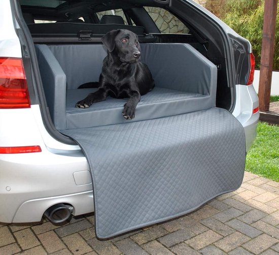 Hondenbed Auto - Hondenkussen Kofferbak - Veilig Reizen - Hoogwaardig Kunstleer - 100 x 90 cm - Grijs