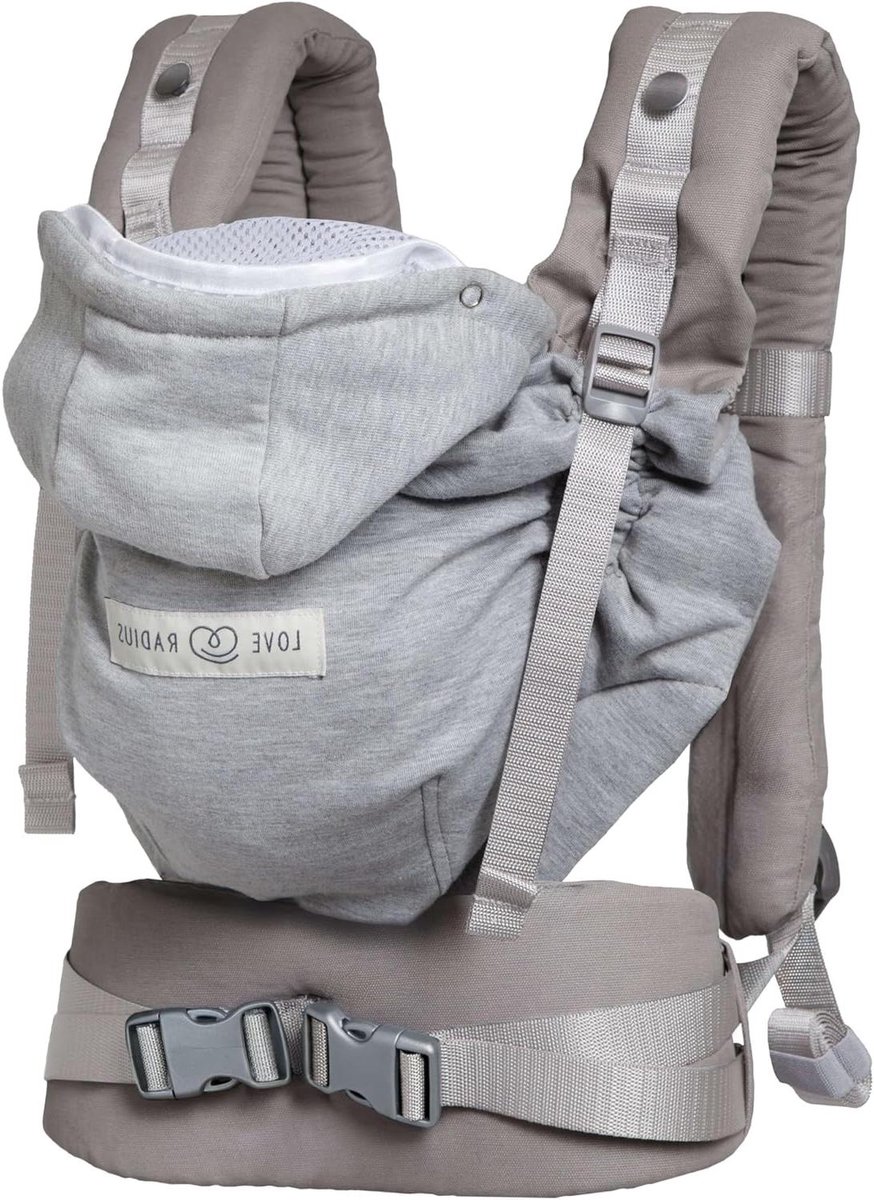 Babydrager HoodieCarrier - Baby draagzak - Baby dragen - 3D-aanpassingstechnologie - 0-36 maanden - Grijs