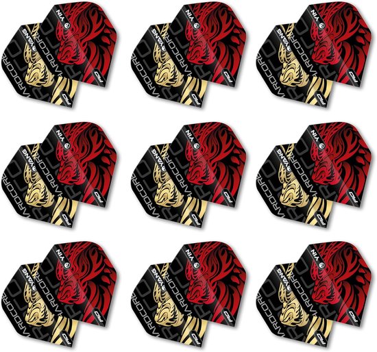 Dart Flights - Dart Vluchten - Darts Spelen - Yin Yang Ontwerp - 3 Sets - Goud en Rood van Dart — afbeelding 4