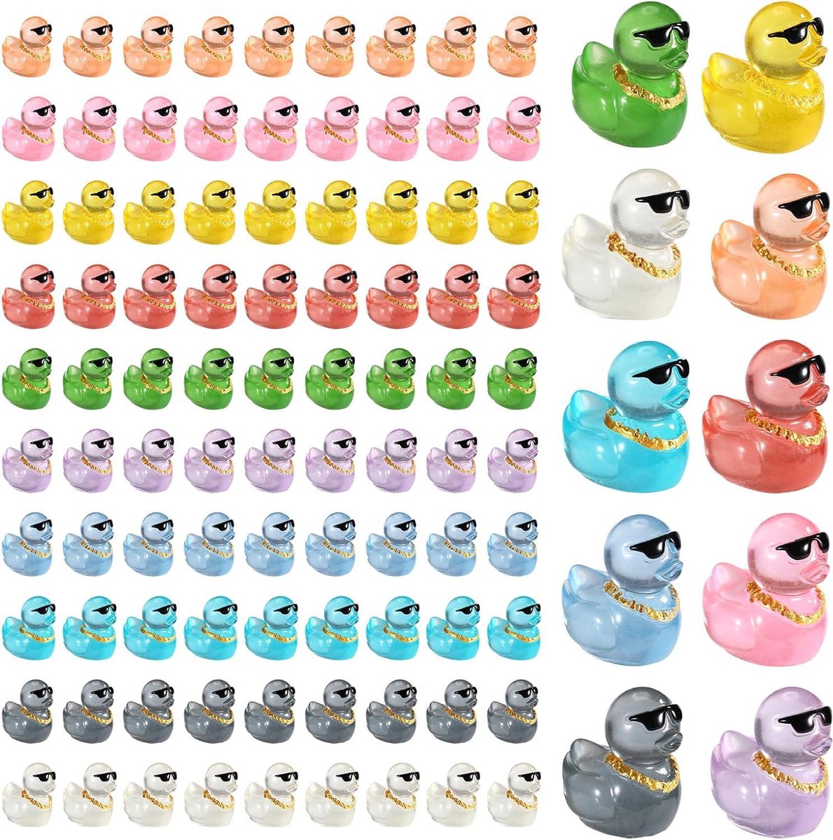 Mini Eendjes - Kleine Figuurtjes - Decoratie Tuin - Lichtgevend Design - 100 Stuks - Multicolor