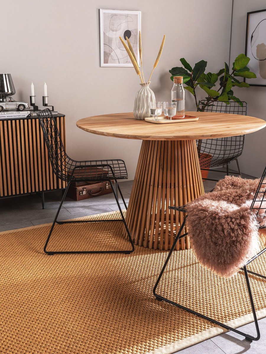 benuta Pure Sisalteppich Greta - Beige 140x200 cm - 100% Sisal - Rechteckig & in de stijl: Borduurwerk, Uni, Natural Living, Scandi Living - Gemakkelijk te onderhouden voor woonkamer slaapkamer