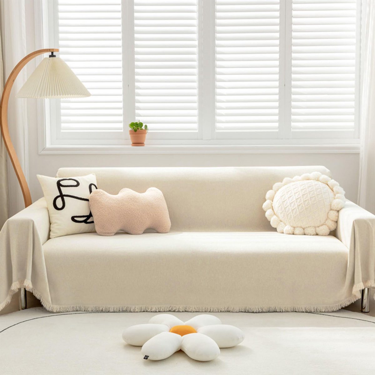 plaid, grote decoratieve bankdeken, geschikt als bed- of bankdeken, zacht en comfortabel, voor de slaapkamer of woonkamer 180 * 300cm Beige