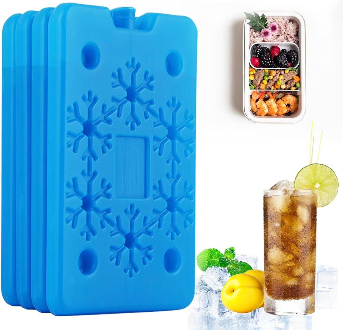 Koeltas Accessoires - IJsblokken Koelelement - Eten Koel Houden - Herbruikbaar Lekvrij - 4 Stuks - Blauw
