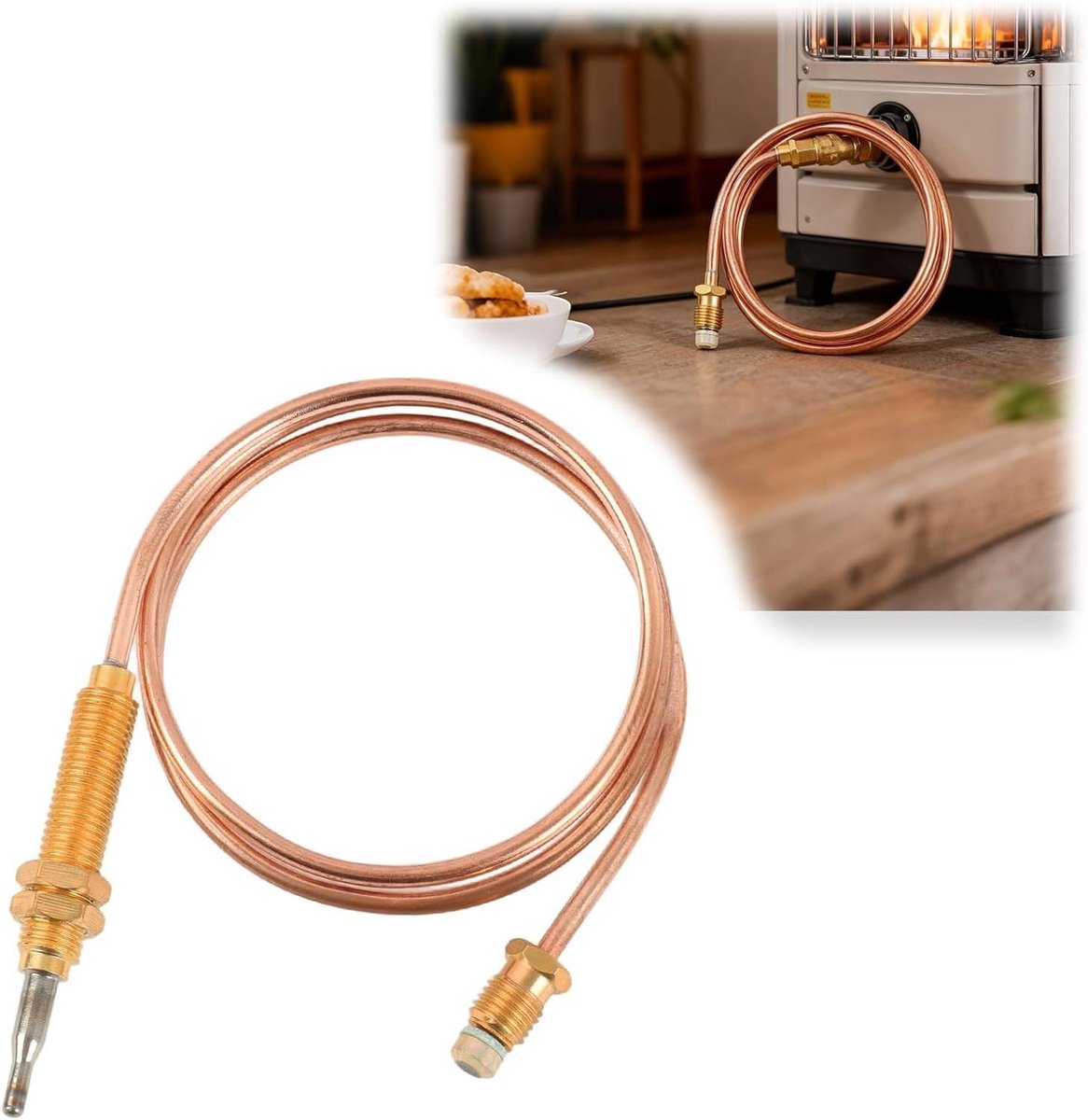 Gas Thermokoppel - Reserveonderdeel Brander - Apparaat Reparatie - Universele M8 Schroefdraad - 60 cm Lengte - Metaal