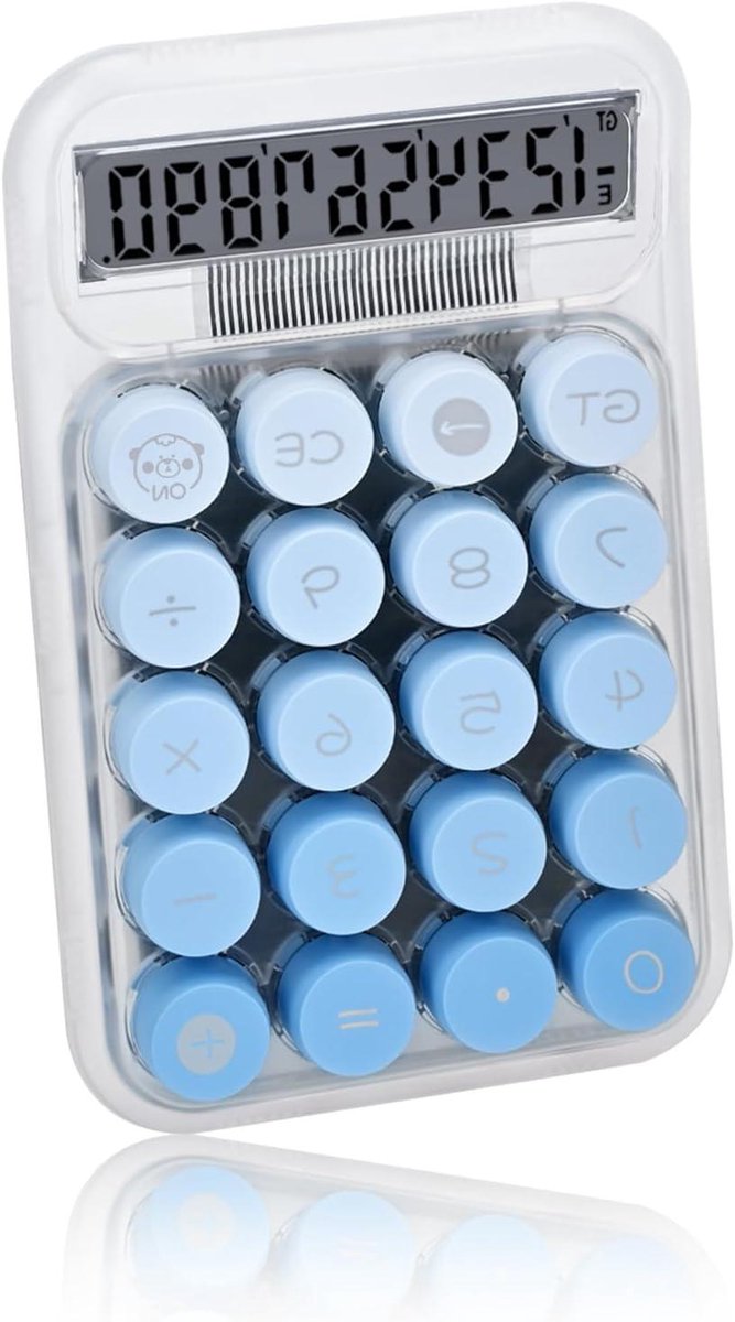 Desktop Rekenmachine - Basiscalculator Kantoorrekenmachine - Dagelijkse Berekeningen - Mechanische Knoppen - 10 Cijfers - Blauw
