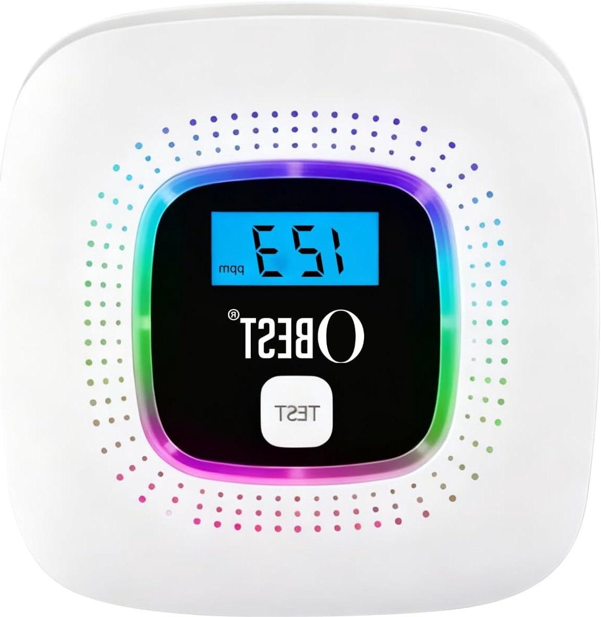 Koolmonoxidemelder - CO-detector Alarm - Veilige Leefomgeving - Digitale Display - 114 x 113 x 34 cm - Wit
