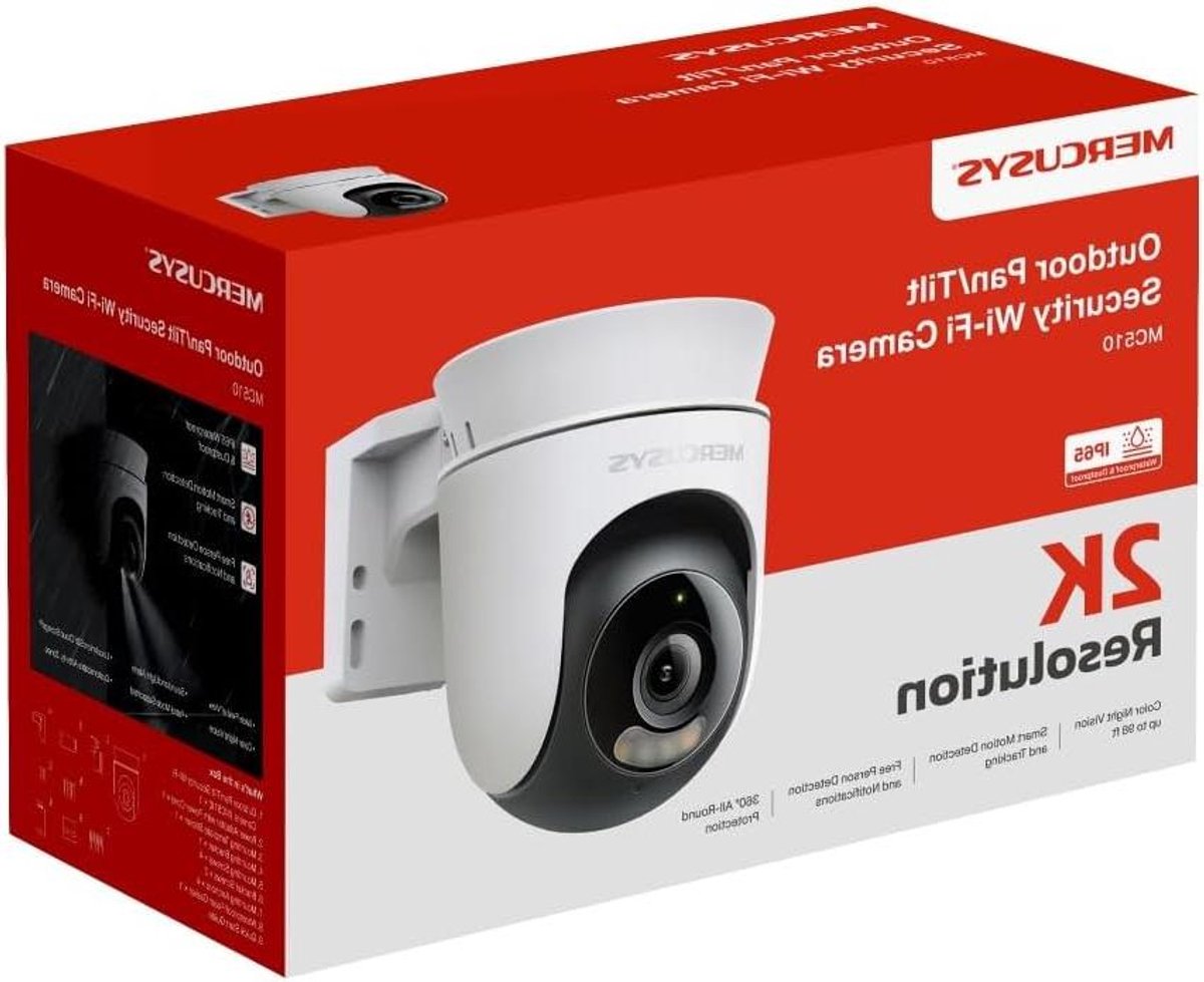 Buitencamera Wifi - Bewakingscamera Buiten - Huis Beveiligen - 360 Graden Zicht - 3 MP - Wit