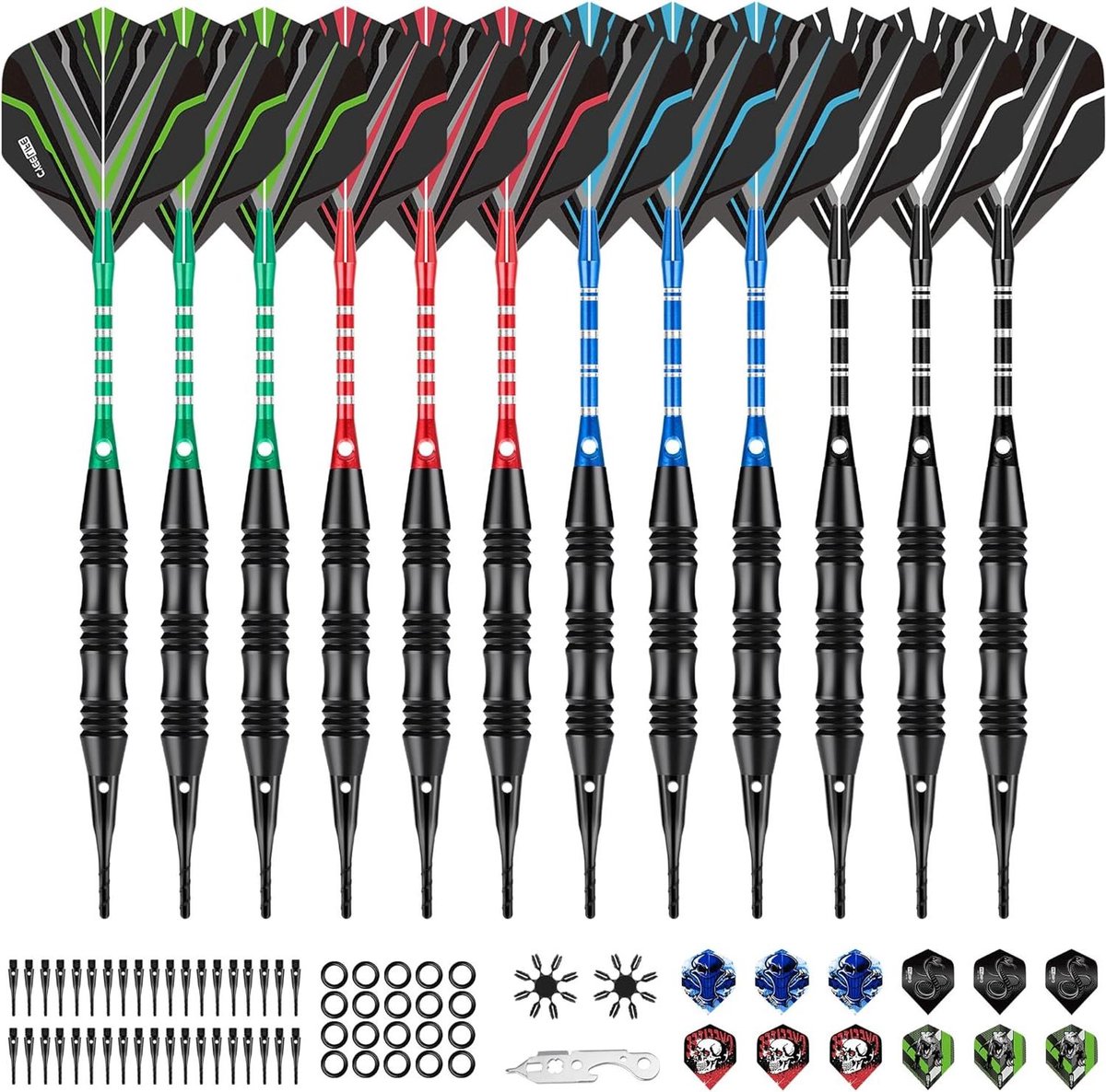 Soft Darts - Dartpijlen - Spel Spelen - Aluminium Messing - 2BA - Zwart