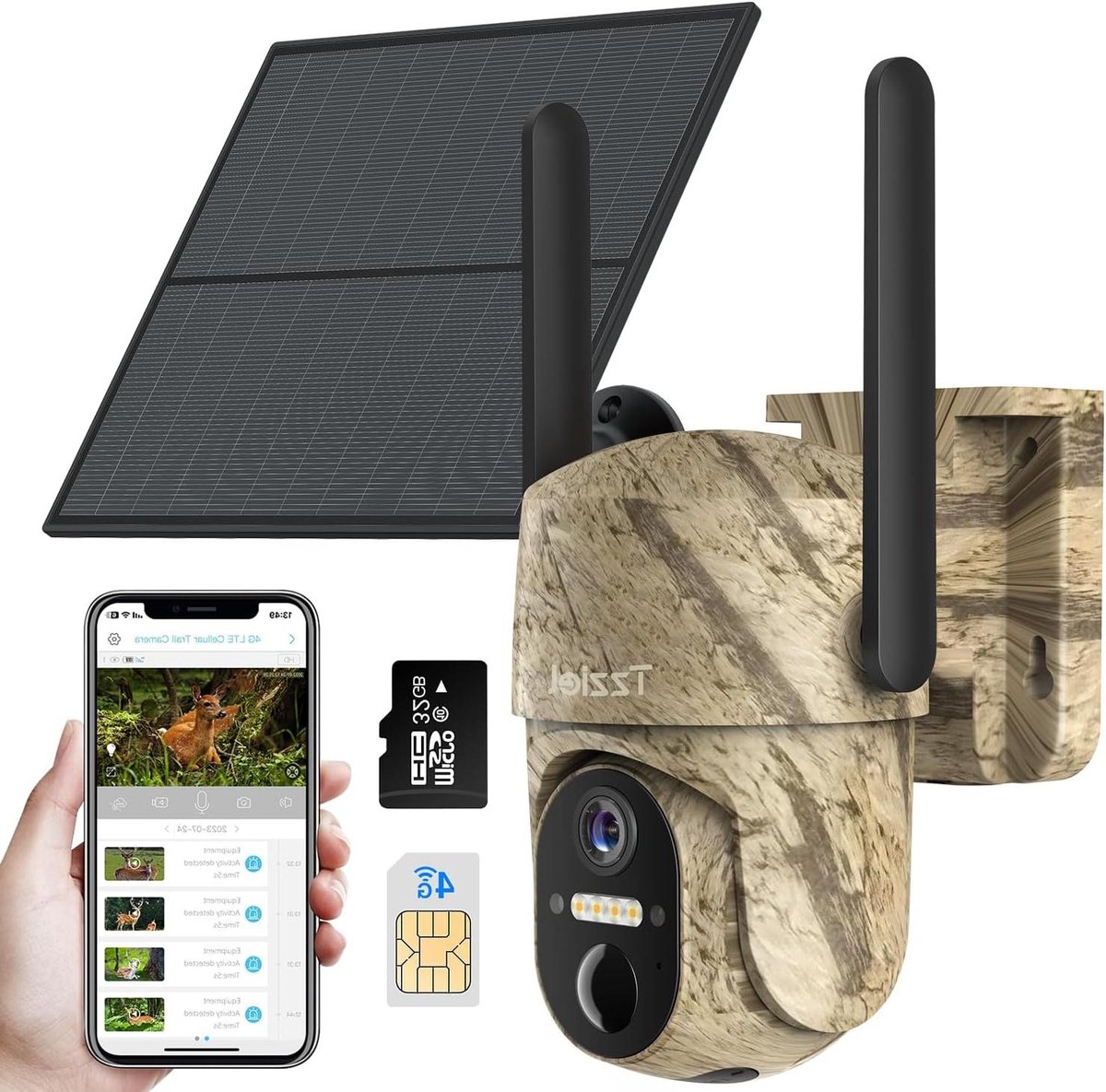 Outdoor Solar Camera - 4G Camouflage Camera - Dieren Observatie - Geen Wifi Nodig - IP66 Waterdicht - Camouflage