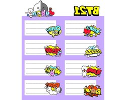 Zelfklevende Stickers - Labels Set - Boeken Personaliseren - Trendy Design - 16 Stuks - BT21