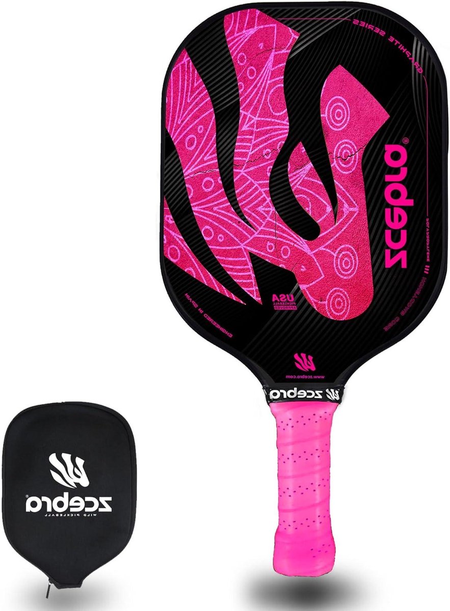 Pickleballracket Grafiet - Koolstofvezel Racket - Sporten Binnen Buiten - USAPA Goedgekeurd - 39.8 x 19.5 cm - Pink Edition