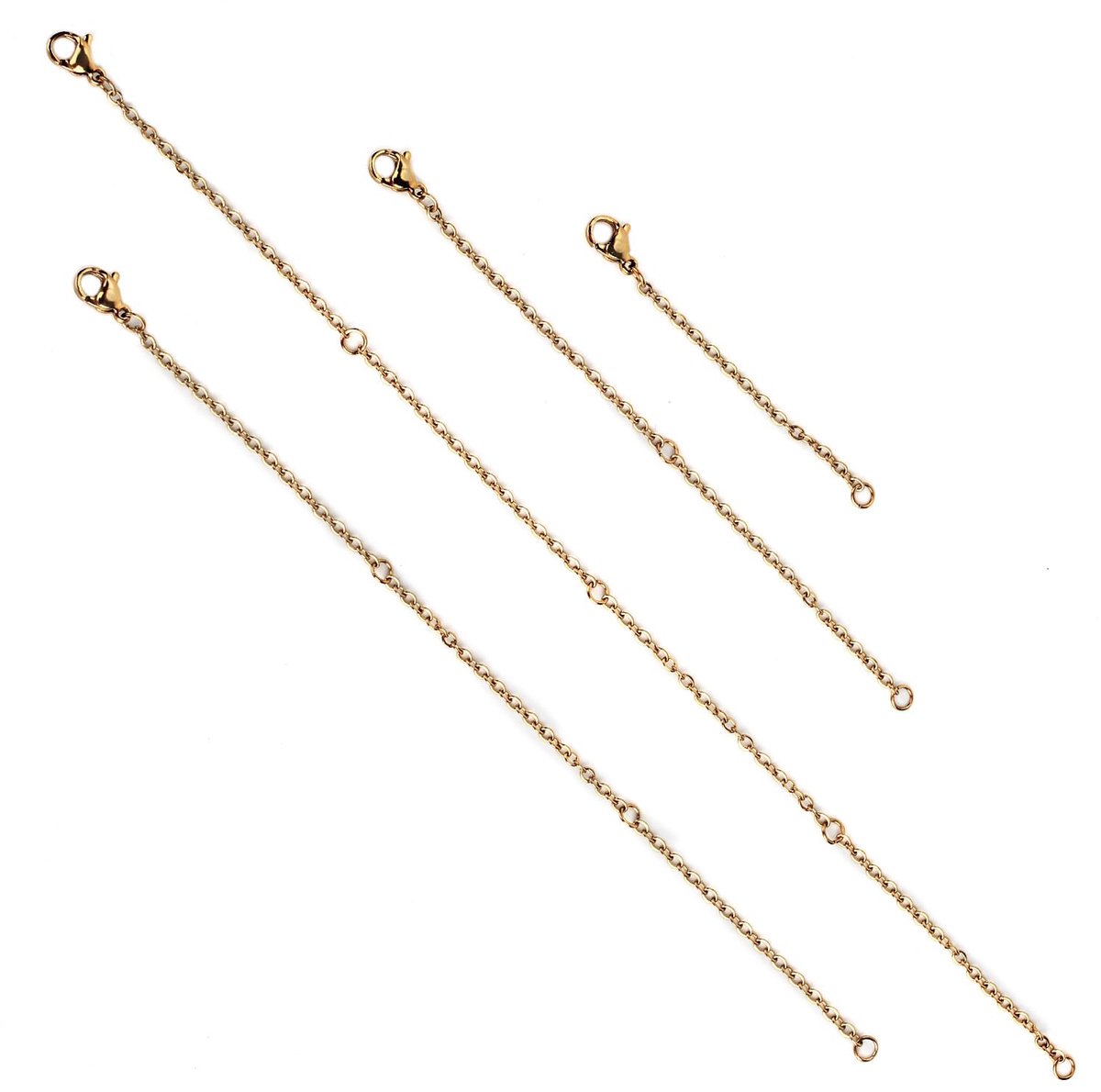 4 Stuks Kettingverlengers, 5, 10, 15, 20 cm Kettingsluitingverlenger Kettingverlengers voor Kettingen Armbanden Sieraden Maken Dames Heren (Goud)