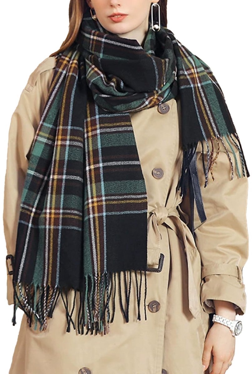 Damessjaals winter warm faux-kasjmier tartan cape lang inzetstuk verdikte sjaal middellange versie