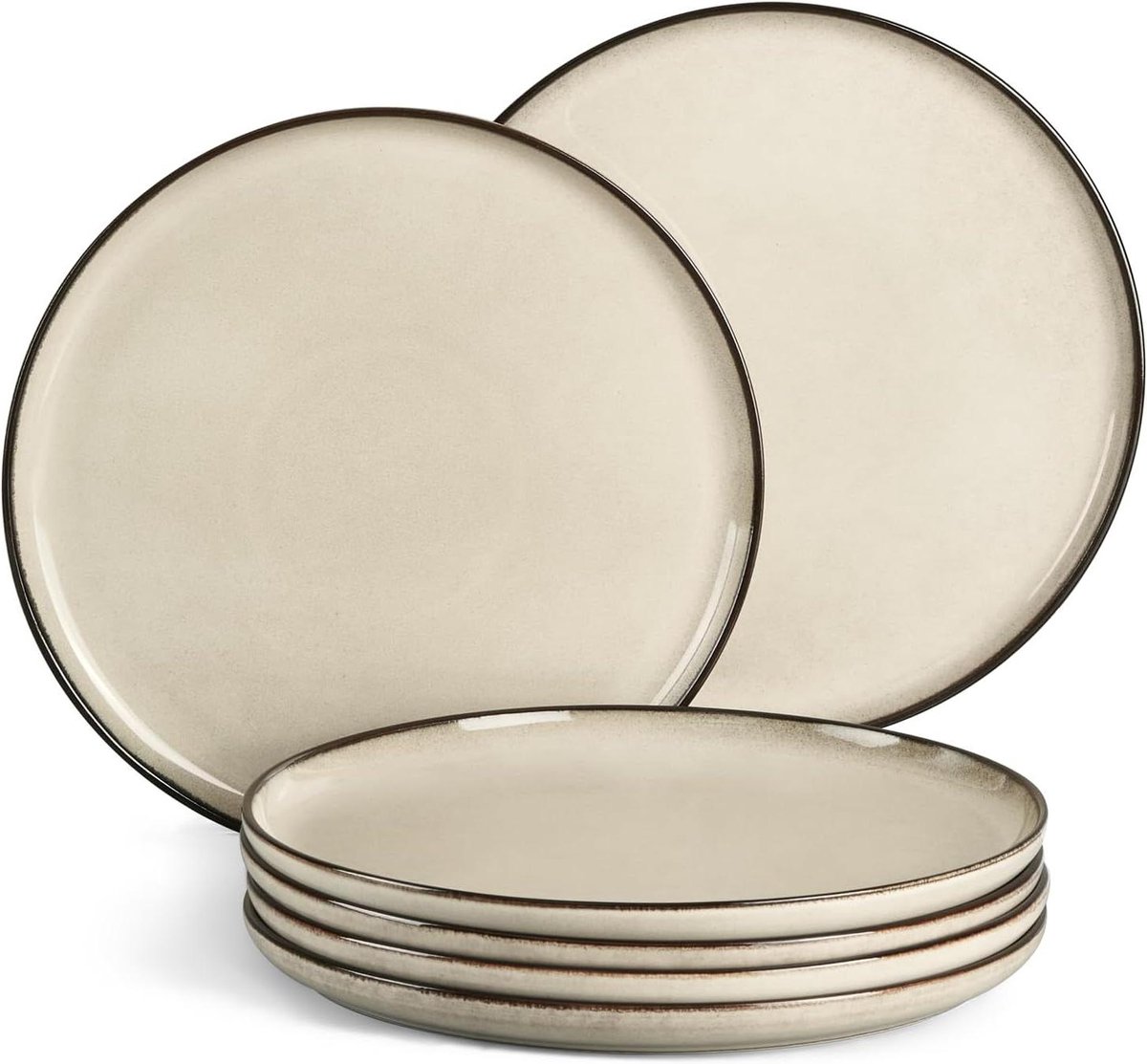 Dessertborden Set - Gebaksbordjes - Taart Serveren - Set van zes - 20 cm - Kaki