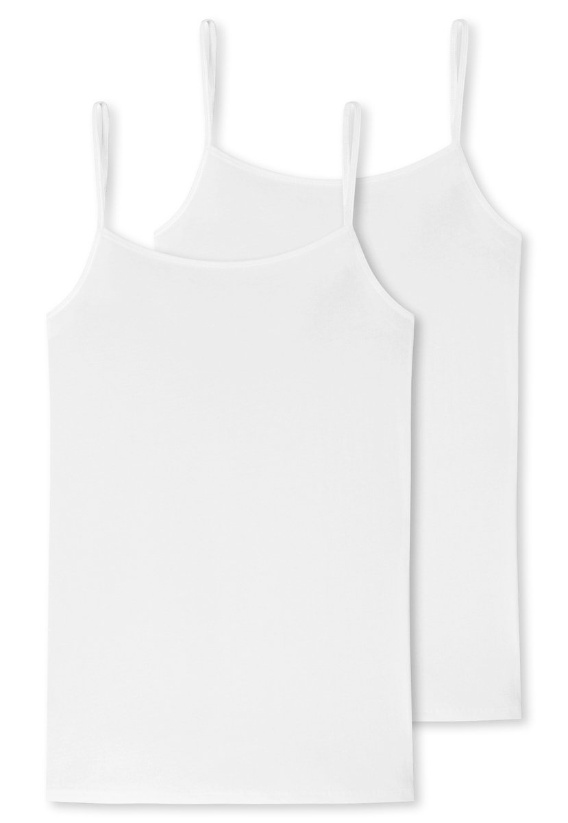 SCHIESSER 95/5 singlet (2-pack) - dames spaghettitop biologisch katoen wit