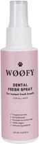 WOOFY Dental Fresh Spray - 100ml - Honden - Dieren - Frisse adem, Schoon Gebit & Witte Tanden Vermindert Tandplak & Tandsteen - Natuurlijke ingrediënten - Alternatief voor Tandpasta & Tandenborstel