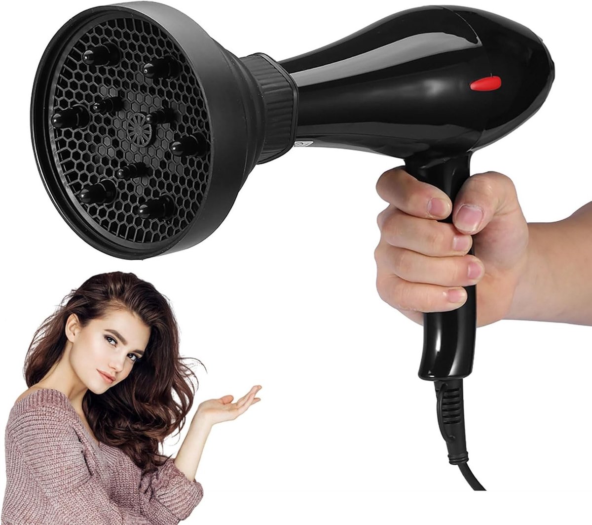 Haardiffuser voor krullend en golvend haar, opvouwbare haardroger diffuser voor volume en snelle droging zonder frizz