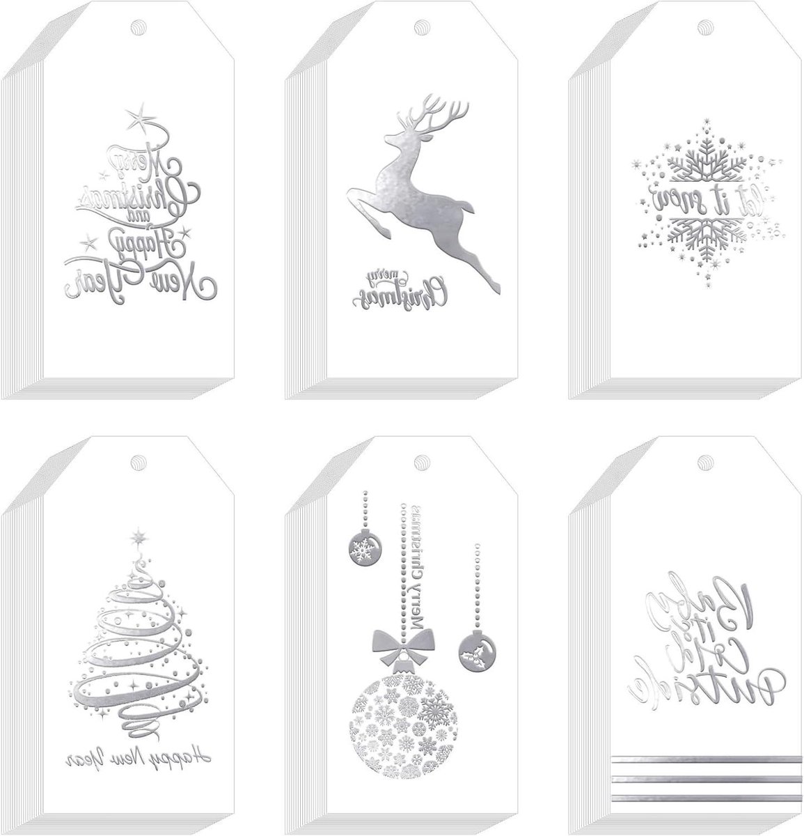 Kerstcadeau Etiketten - Kerstlabels Kraftpapier - Cadeaus Versieren - Met Jute Touw - 60 stuks - Bruin
