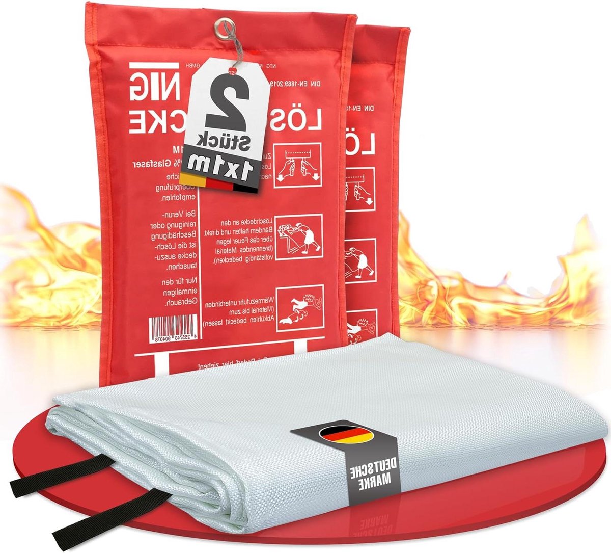 Blusdeken - Brandwerende deken - Brand blussen - Dooft alle brandsoorten - 1 x 1 m - Wit