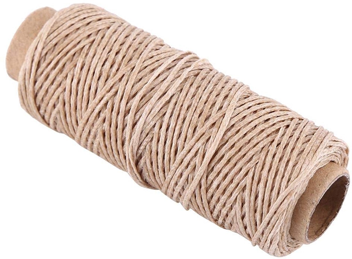 1 Rouleau 50 Mètres 150D Fil Ciré Cordon à Coudre en Cuir pour la Couture Artisanat 1mm de Diamètre(Khaki)
