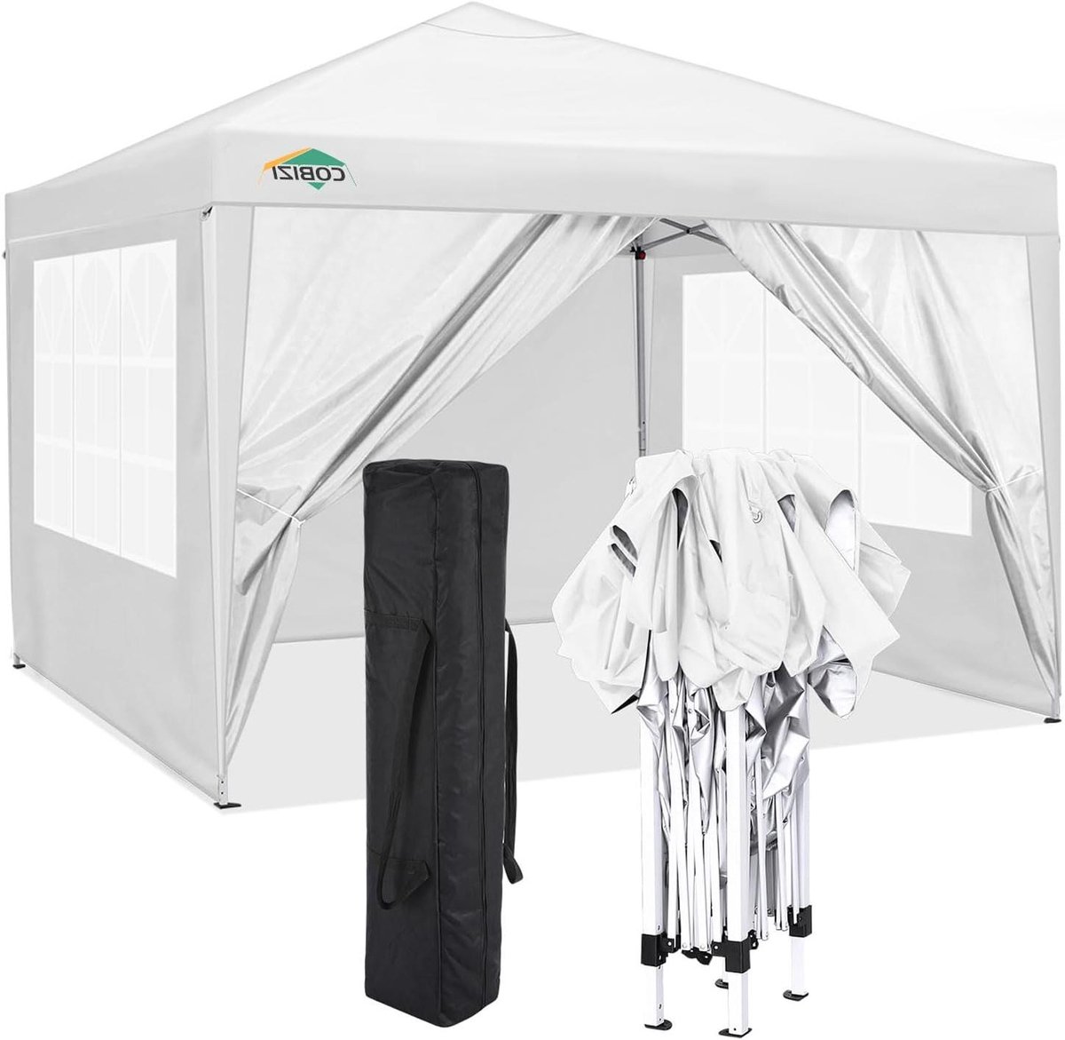 Vouwpaviljoen - Partytent Pop-up - Feestelijke Bijeenkomsten - Waterdicht met UV-bescherming - 3 x 3 m - Wit