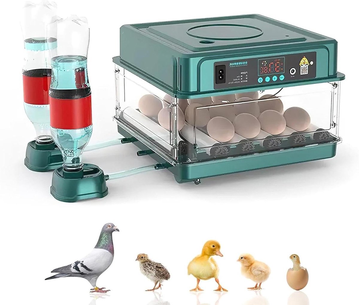 Broedmachine Gevogelte - Broedkast Incubator - Eieren Uitbroeden - Automatisch Draaien - 31 x 24 x 21 cm - Wit