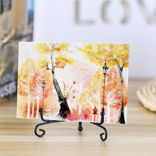 2 stuks, 10 cm displayplaat, ijzeren standaard, decoratieve ezel voor foto's, decoratieve borden, lijsten, boeken, kunstwerken (zwart) — afbeelding 4