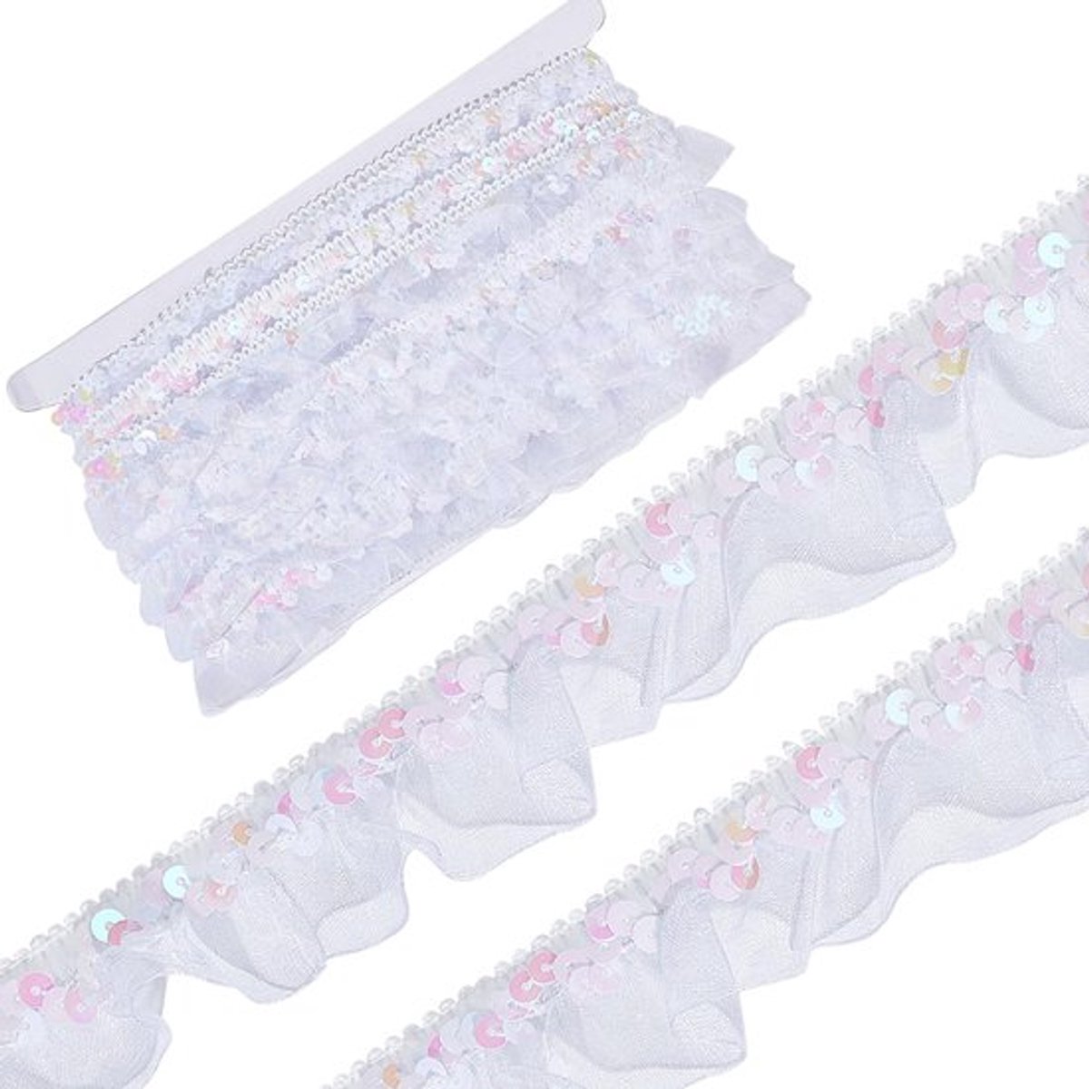 By shayne - Satijn Organza Kant Geplooide Stof Trims - Pailletten