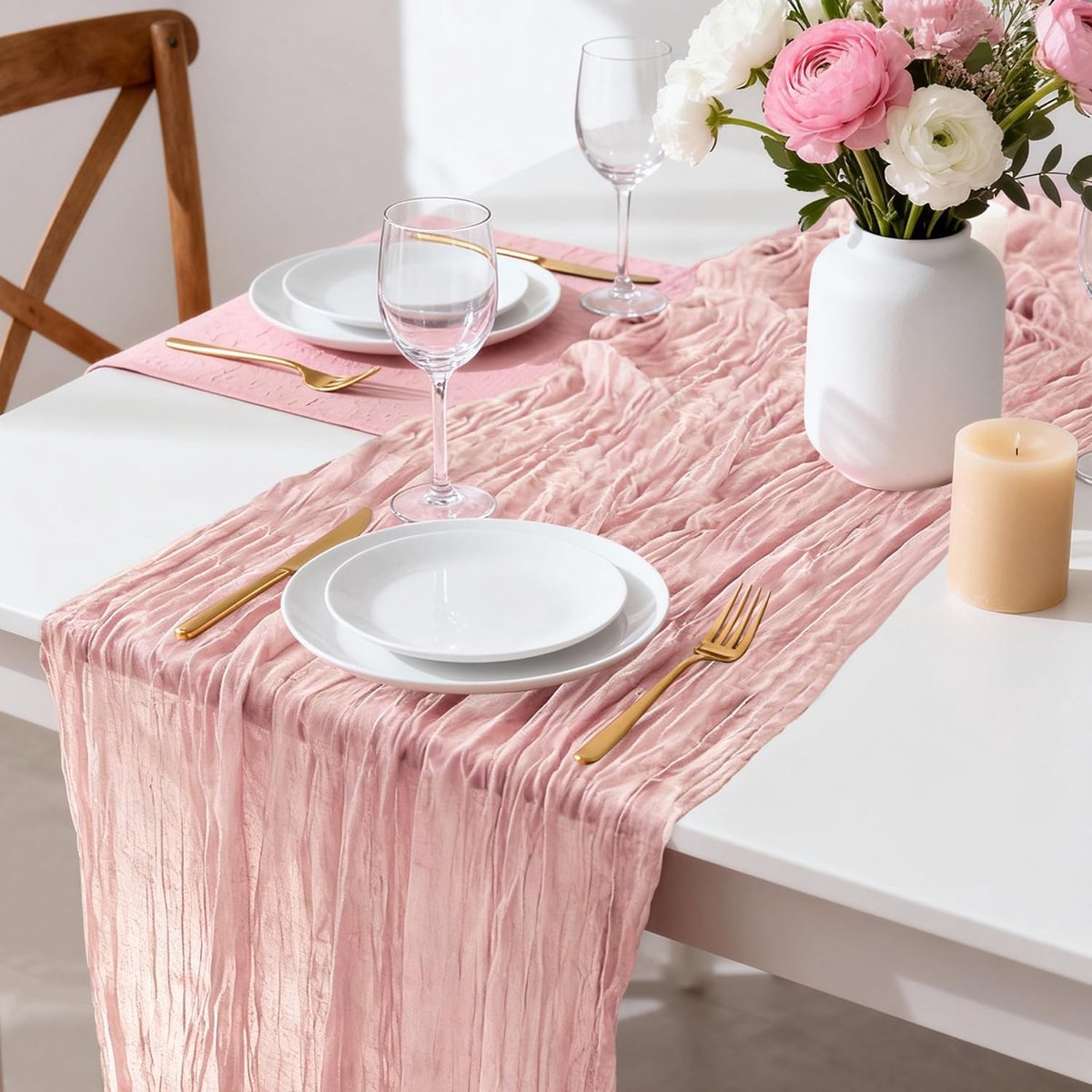 Theedoek, tafelloper, 2 stuks, boho-kaasdoek, tafelkleed, gaas voor keukendecoratie, moderne tafeldecoratie voor bruiloft, feest, verjaardag, binnen, vakantie, rustieke decoratie, 90 x 300 cm