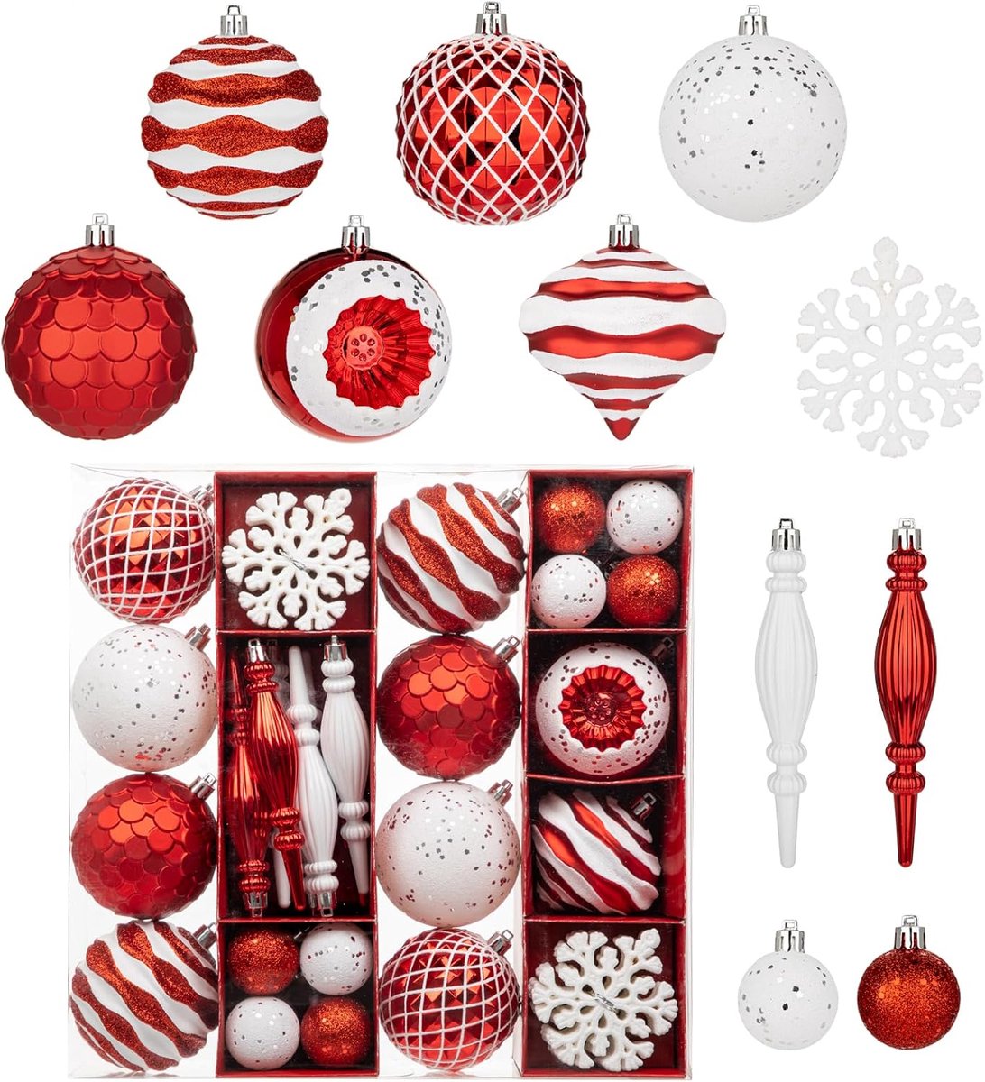 Kerstballen kerstballen kunststof kerstdecoratie kerstboom decoratieset kerstbal cadeaupakket voor kerstboom, kerstbruiloftsfeest