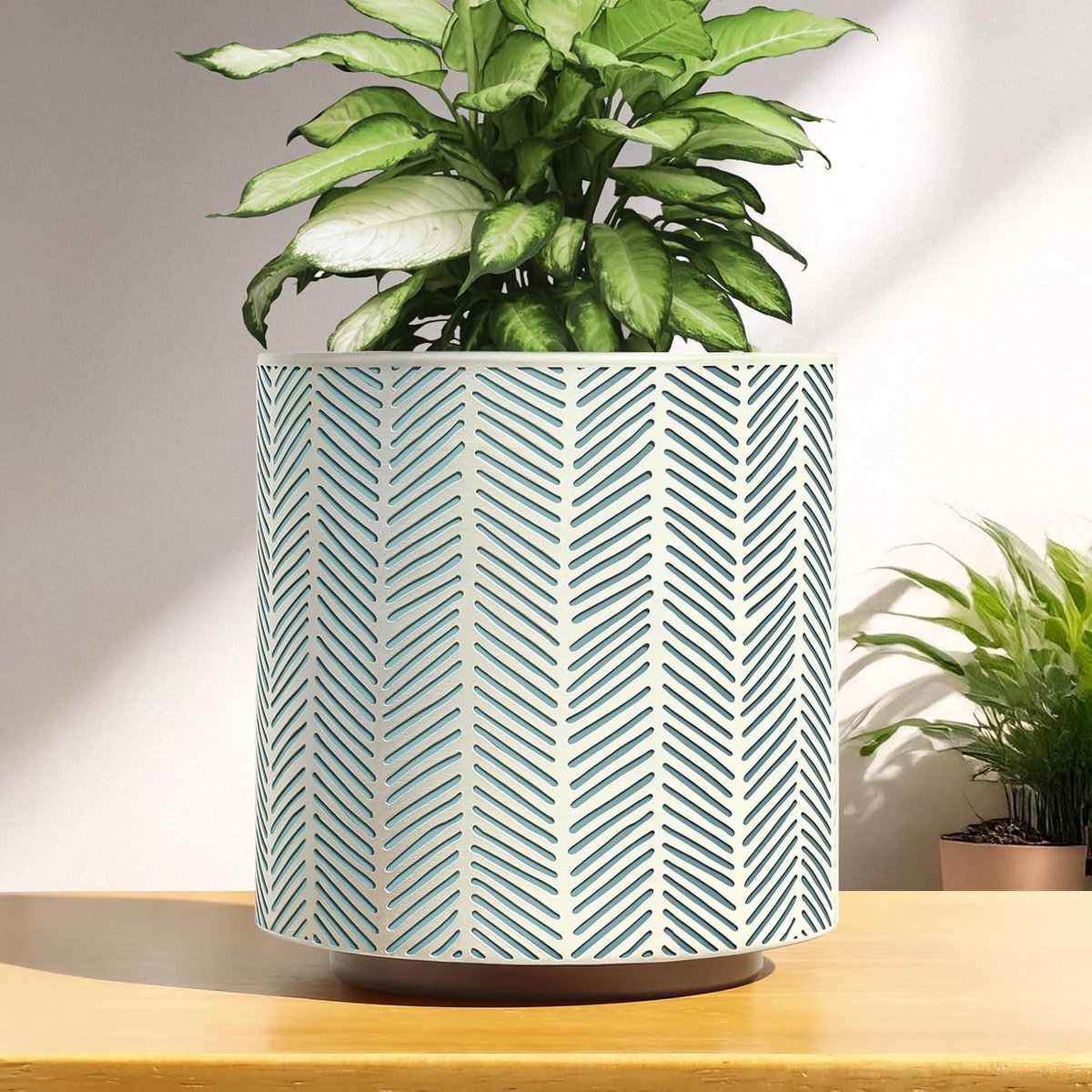 Slash Line Bloempot, vintage geometrische bloempotten voor kamerplanten, unieke plantenpot met drainage, eclectische kleine plantenpot, funky, tuinieren, geschenken, wit