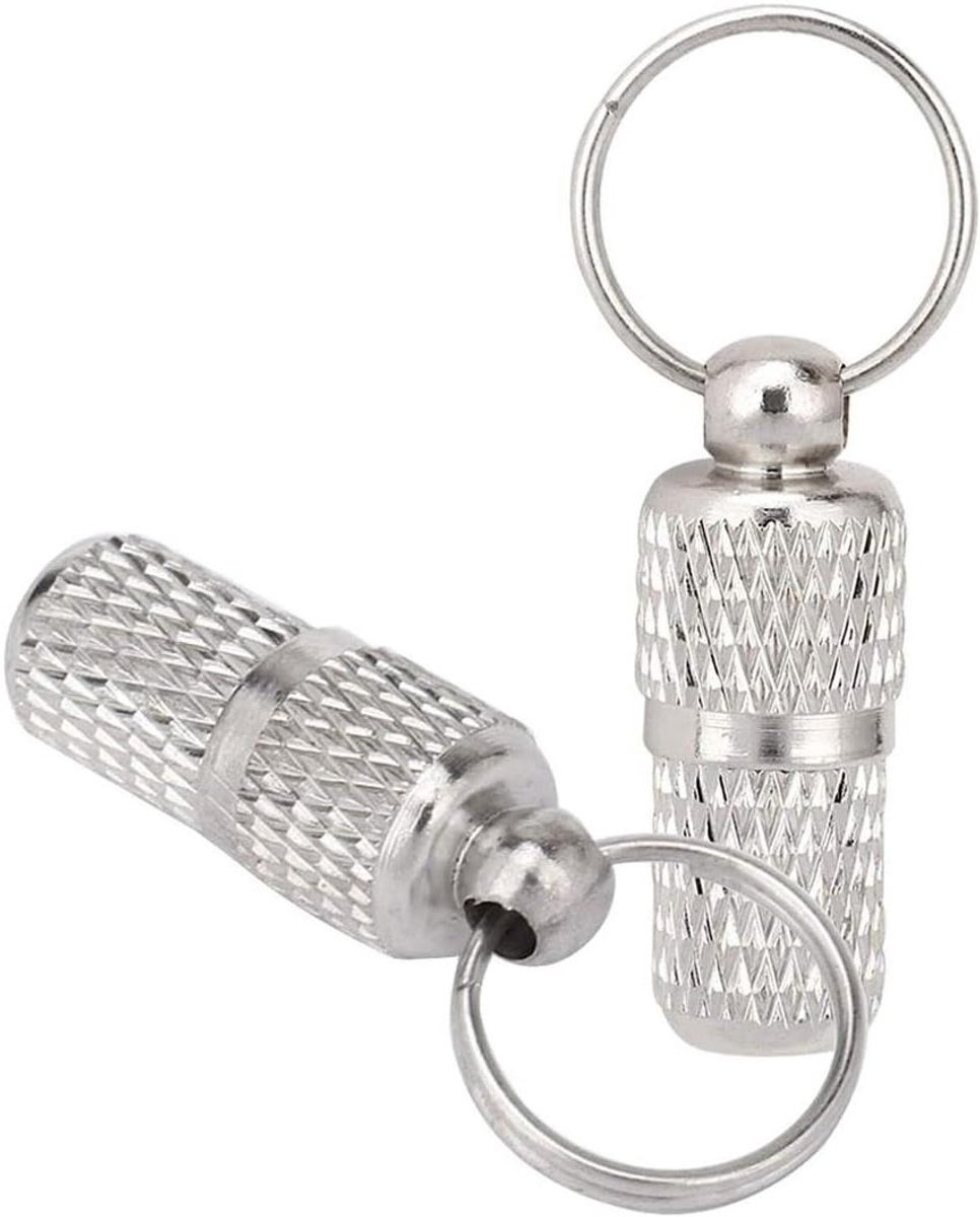 Adreslabels Huisdieren - Penning Naamhouder - Veiligheid Huisdier - Waterdichte Schroefdop - 2 Stuks - Zilver