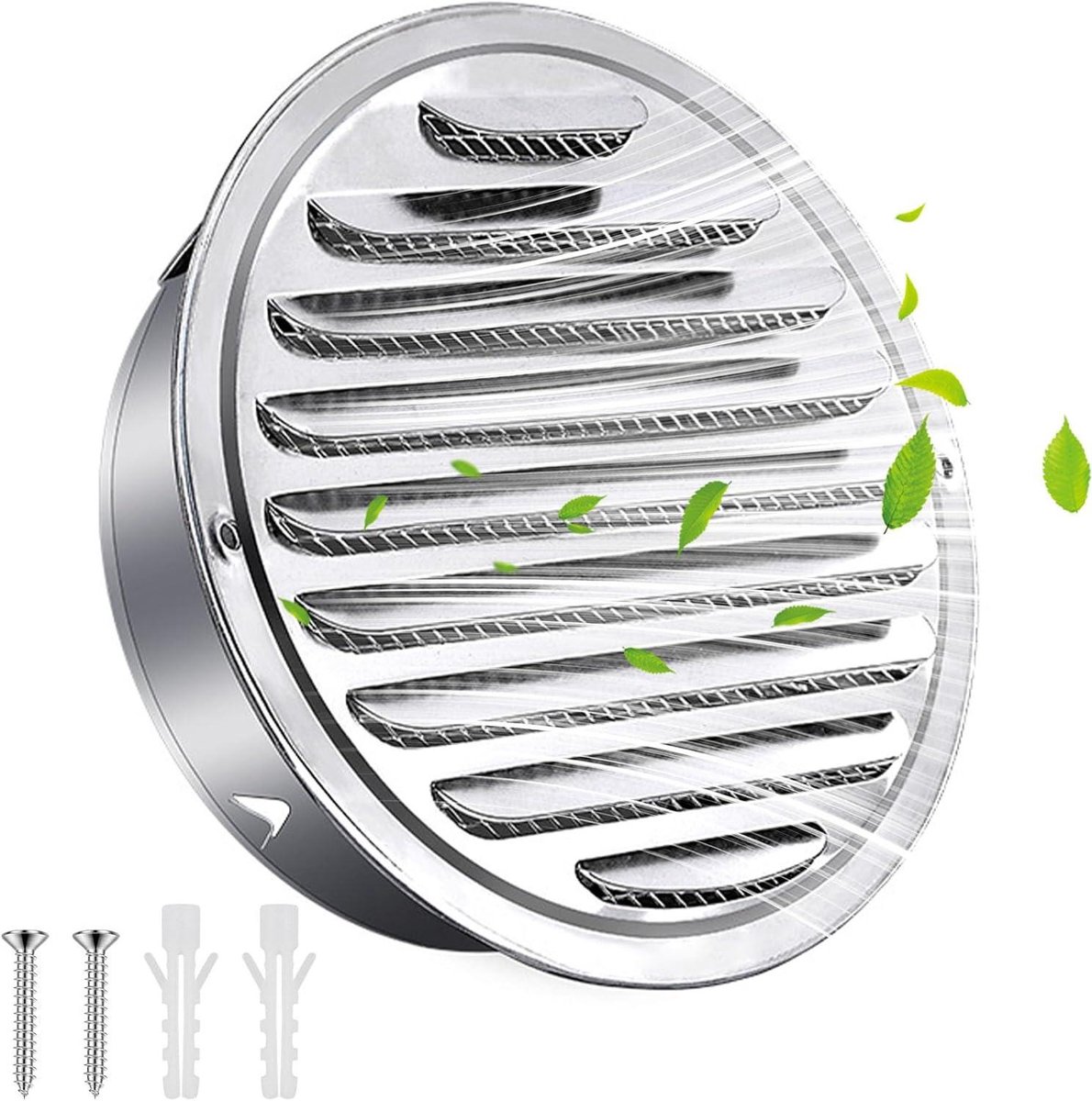 Ventilatierooster RVS - Afvoerluchtrooster Insectennet - Ventilatie Buitenhouden - Dubbele Bescherming - 155-160 mm - Zilverkleurig
