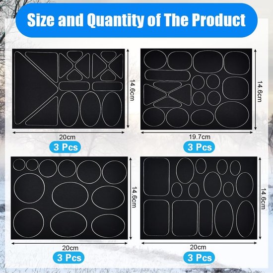 Reparatiepatches - Stof stickers - Kleding herstellen - Zelfklevend nylon - 12 stuks - Zwart — afbeelding 5