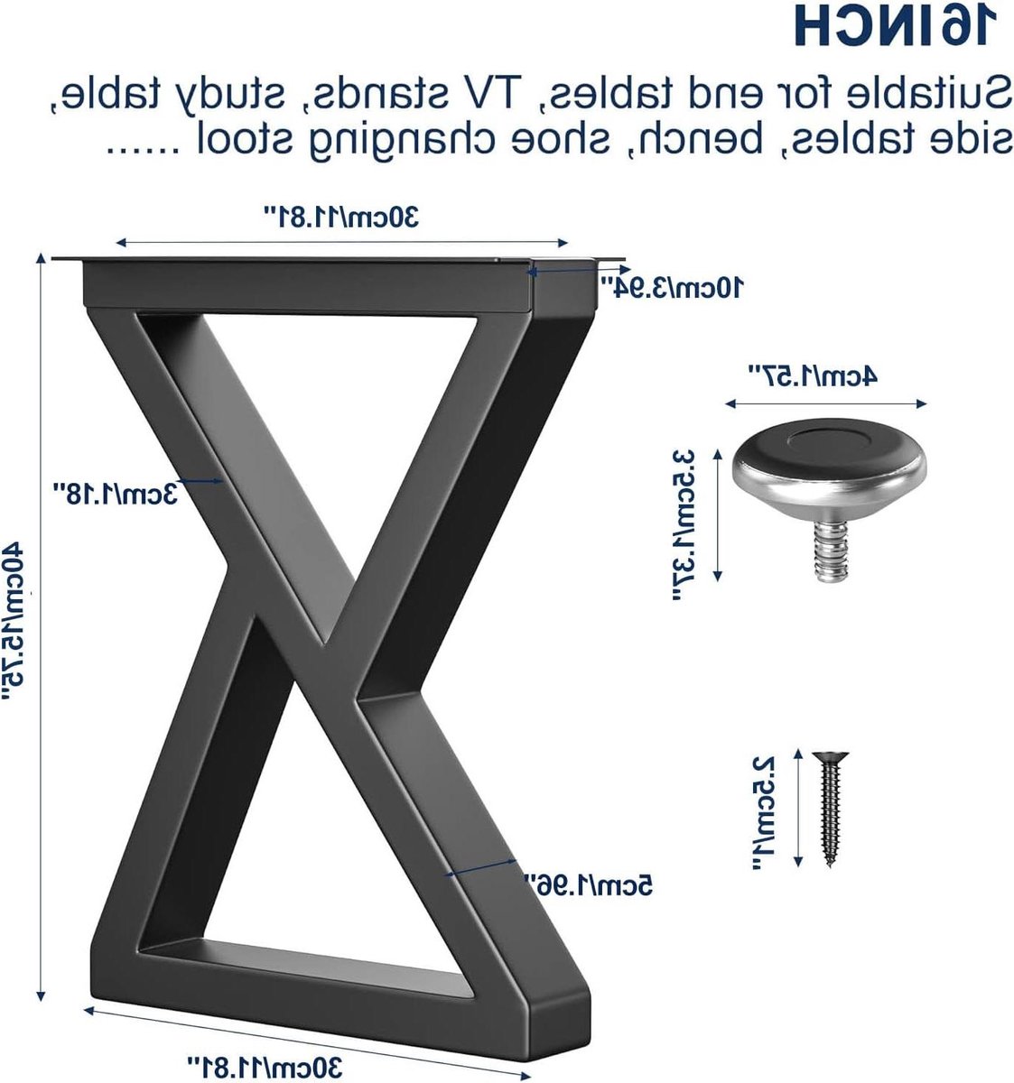 Tafelpoten Metaal - Bankpoten Bureau - Meubels Maken - Verstelbare Voetkussens - 40 x 30 cm - Zwart
