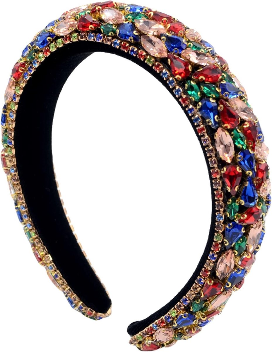 strass hoofdband, blinkende gewatteerde barokke kristalmode feesthoofdband voor bruiloft, jubileum, vakantiegeschenken (veelkleurig)