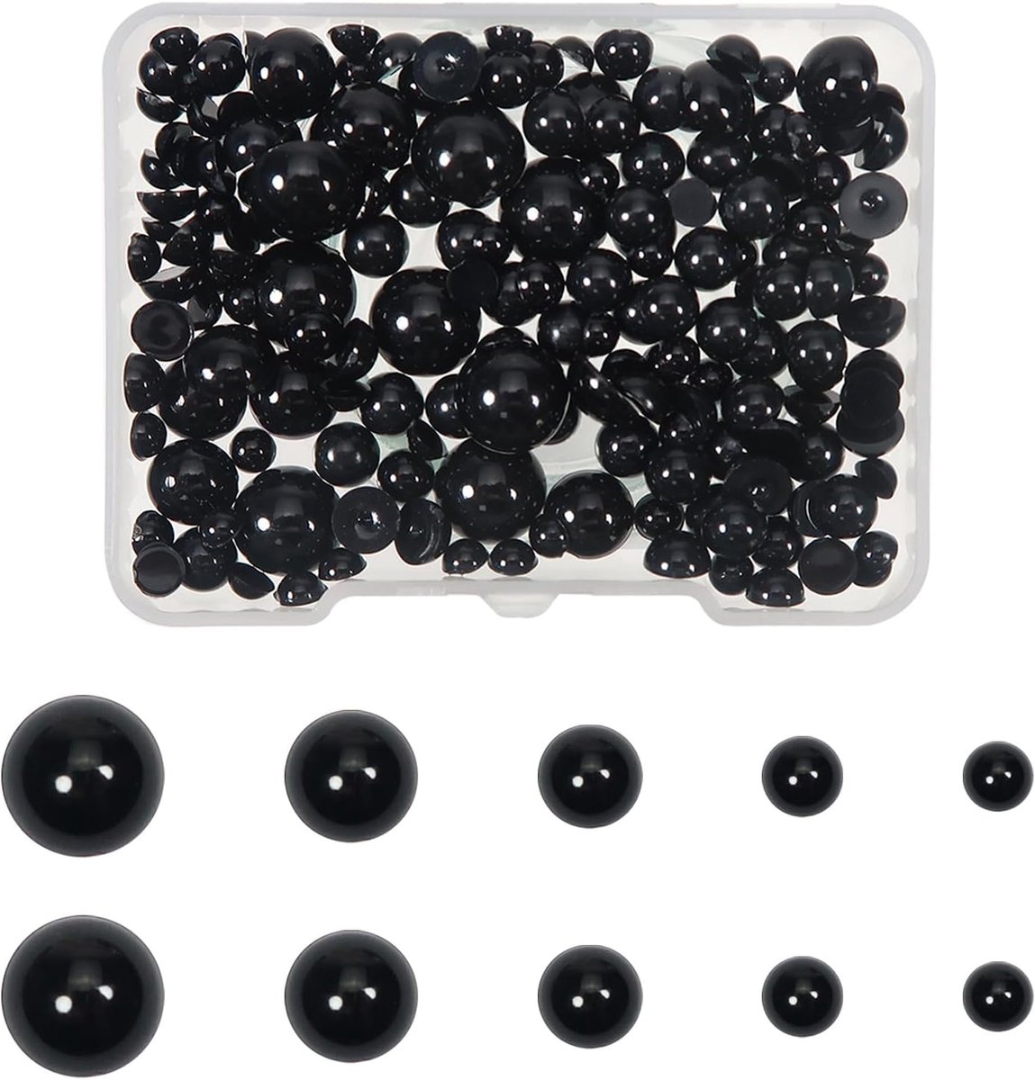 Ogen Halve Zwarte Kralen 5 Maten Ronde Veiligheid Kunststof Ogen 4 mm 5 mm 6 mm 8 mm 10 mm voor Ammigurumis Poppen Doe-het-zelf Handwerk