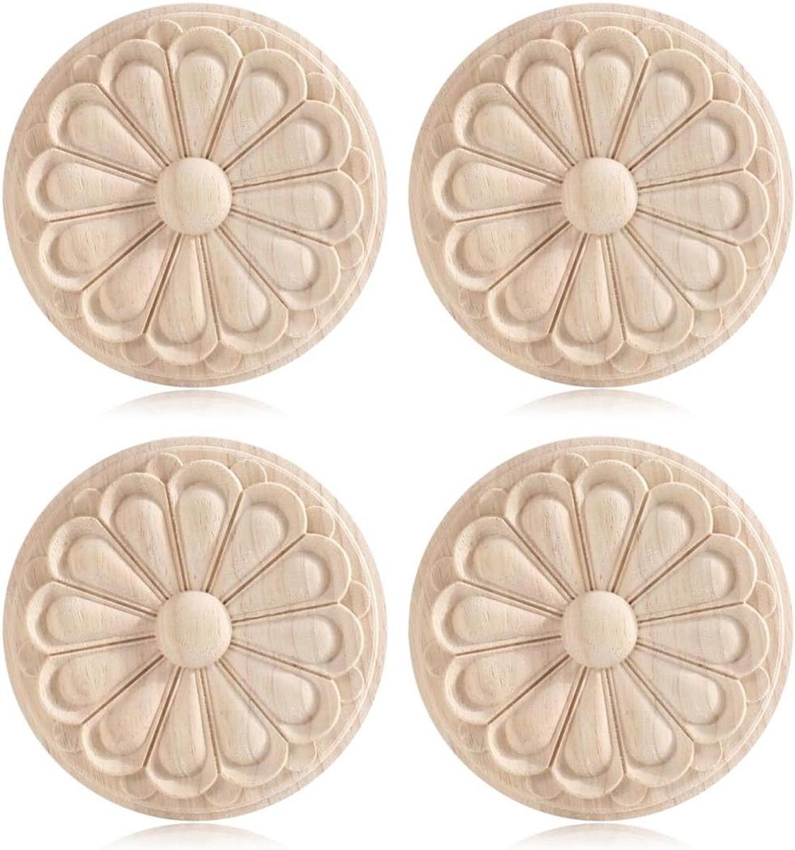 Houten applicatie - Houtsnijwerk decoratie - Meubels verfraaien - Europees vintage stijl - 4 stuks - Onbeschilderd