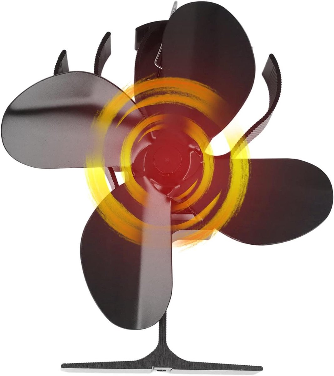 Houtkachel ventilator - Haard ventilator - Warmte verdelen - Warmte aangedreven - 4 blads - Zwart