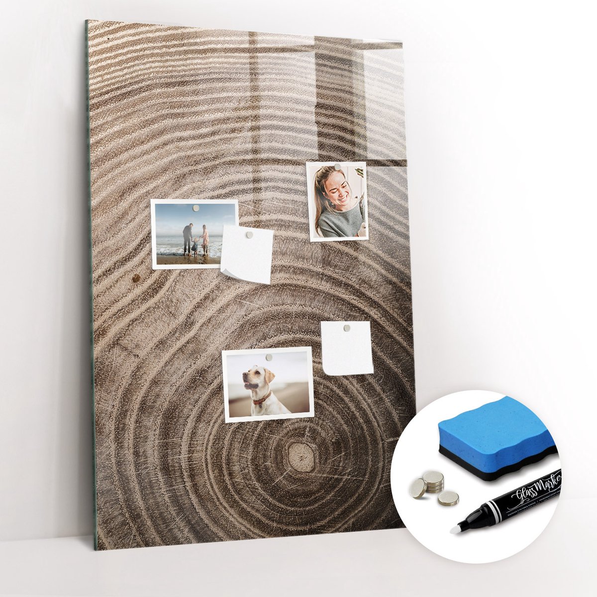 Tulup Whitebord - Houtnerf - 60 x 90 cm - Bruin Magneetbord Keuken - Gratis 5 Sterke Magneten + Whiteboard Marker & Wisser - Organizer Muur - Magnet Board - Organiseer Je Bureau