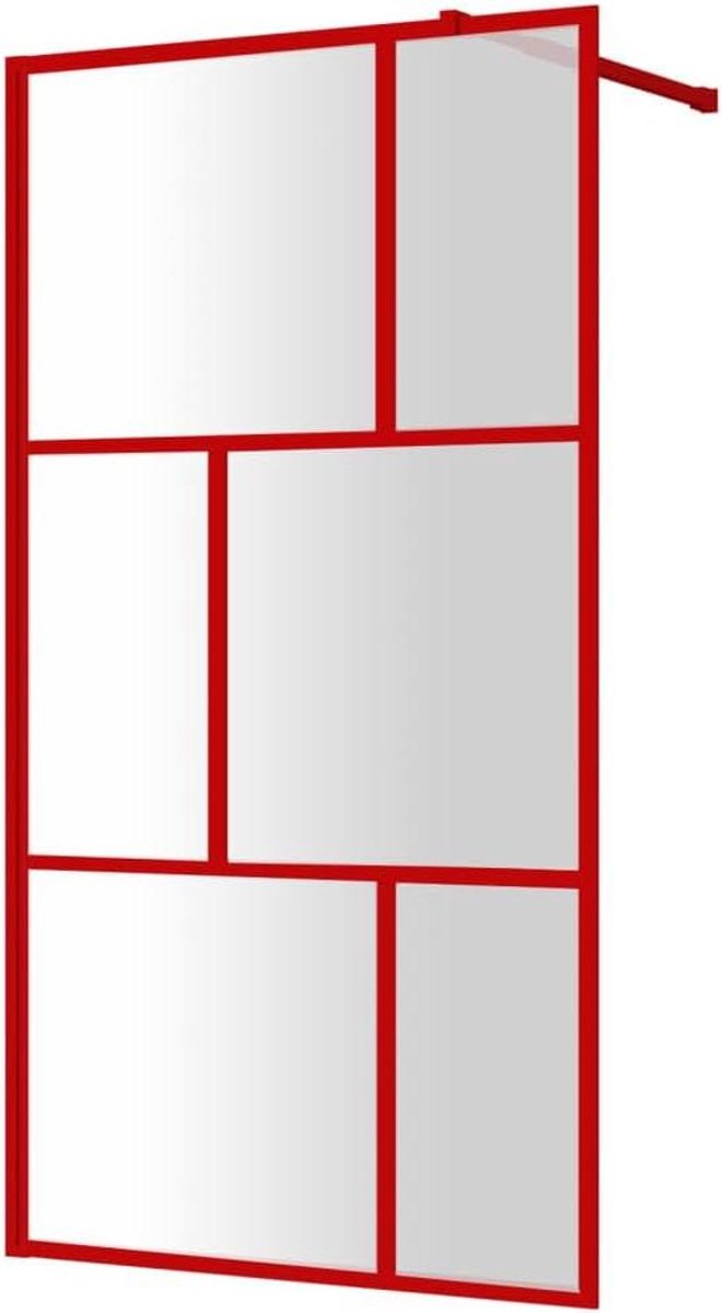 Douchewand - Inloopdouche - Badkamer Vernieuwen - Veiligheidsglas - 100x195 cm - Rood