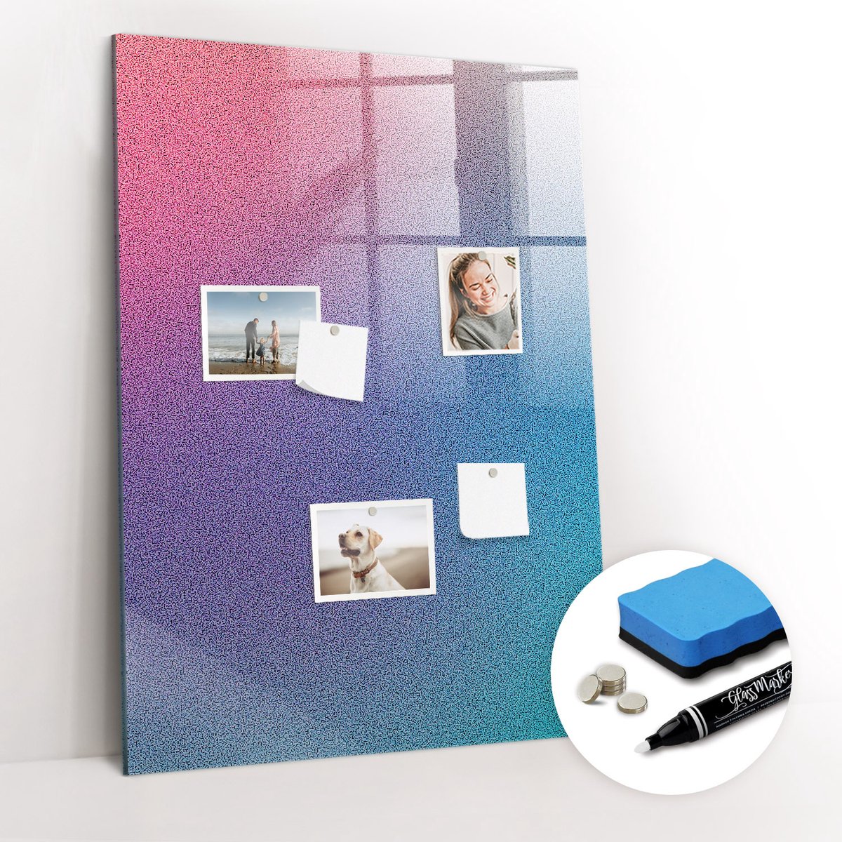 Tulup Whitebord - Gradiëntabstractie - 70 x 100 cm - Veelkleurig Magnetisch Bord Kind - Gratis 5 Sterke Magneten + Whiteboard Marker & Wisser - Stylish Memo Board - Magnetisch Memobord - Notitiebord Werkplek