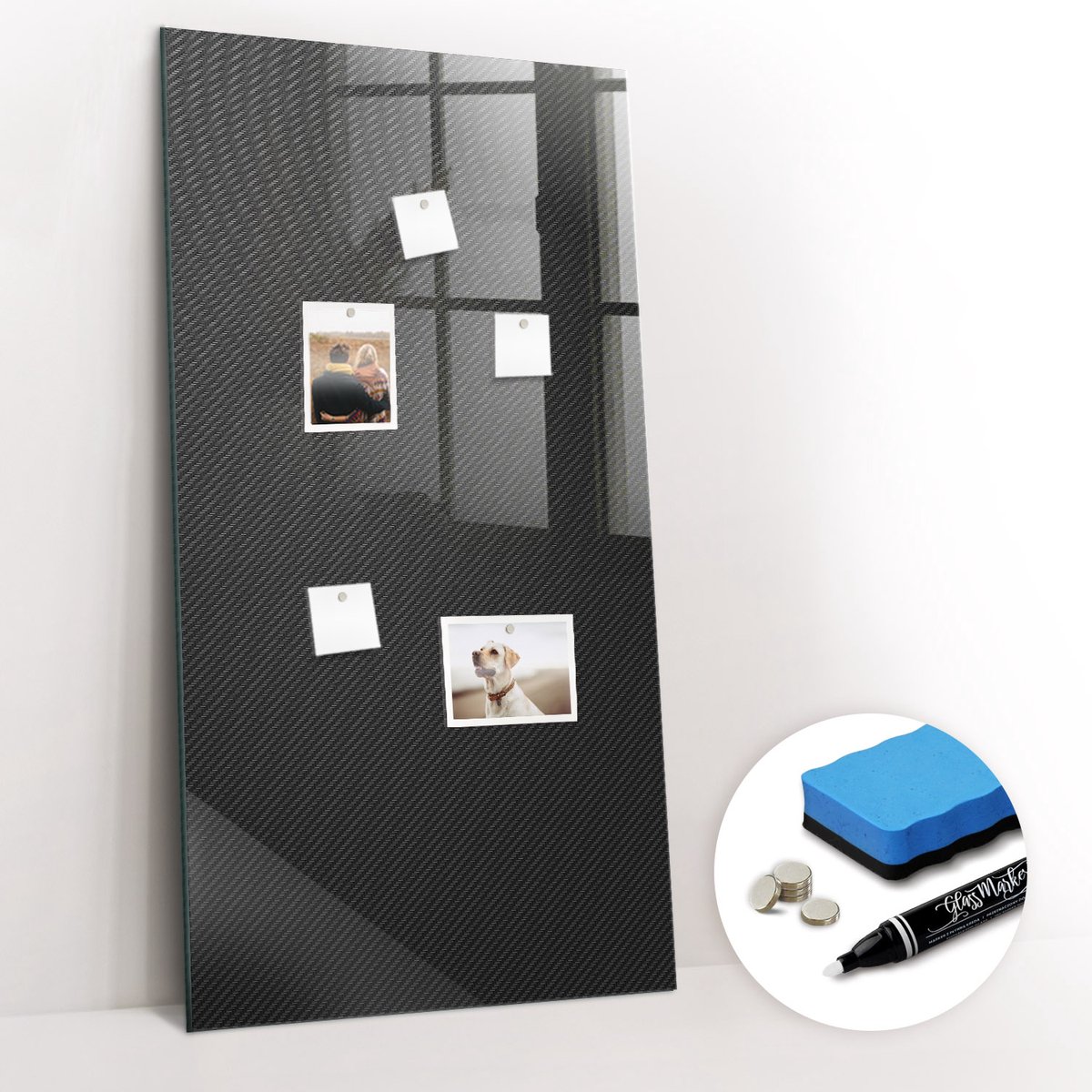 Tulup Whitebord - Donker patroon - 60 x 120 cm - Zwart Memobord Keuken - Gratis 5 Sterke Magneten + Whiteboard Marker & Wisser - Decoratief Magnetisch Bord - Magnetisch Bord - Productiviteit Tools