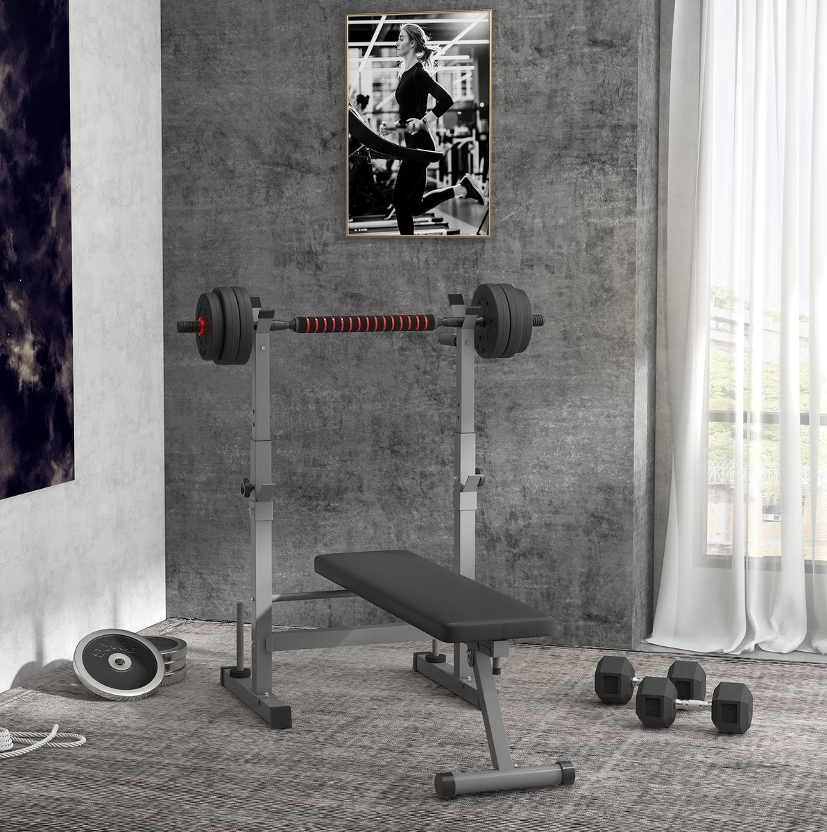 MEUNIQ hex dumbbell 15 kg enkel, zeshoekige halter met rubberen koppen en gekartelde metalen handgreep, zwart, voor thuis, sportschool of kantoor