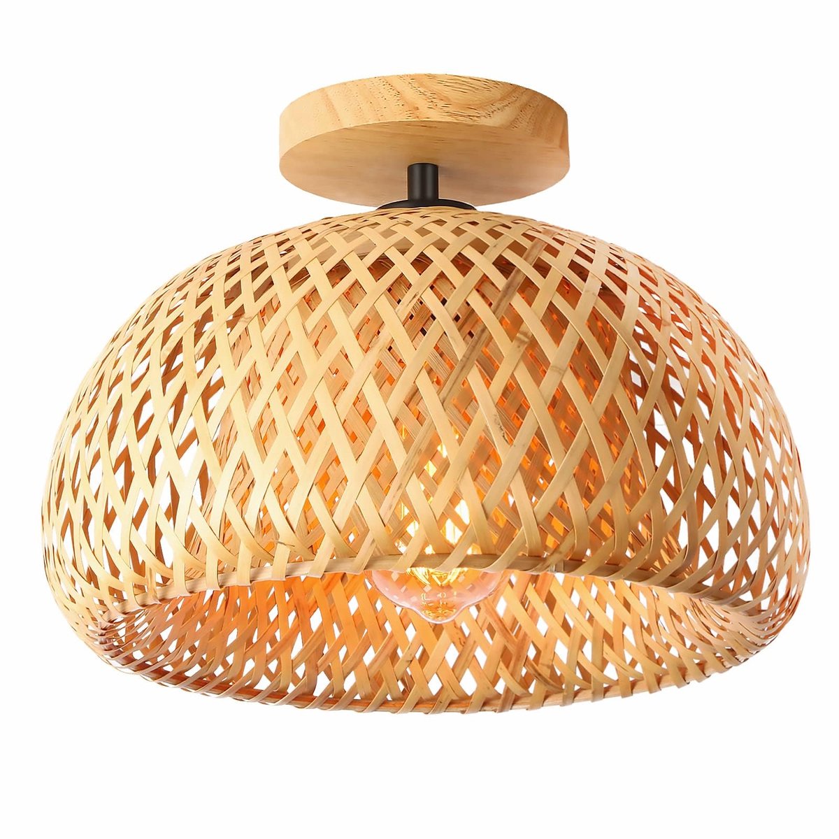 Plafondlamp, Rotan Semi Inbouw Plafondlamp, Handgemaakte Boho Rotan Verlichtingsarmaturen, Boerderij Verlichtingsarmaturen voor Slaapkamer Kwekerij Gang Gang Doorgang